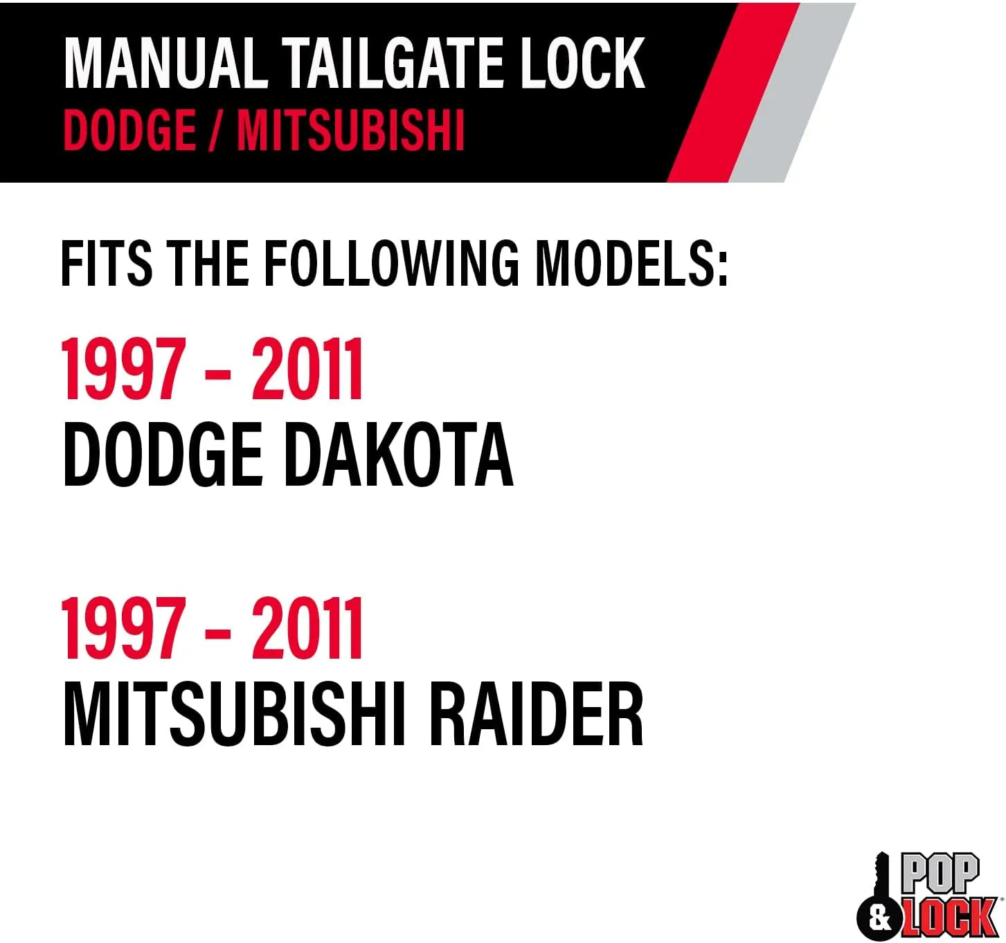 Pop & Lock - PL3600 Black Manual Tailgate Lock for Dodge Dakota and Mitsubishi Raider
