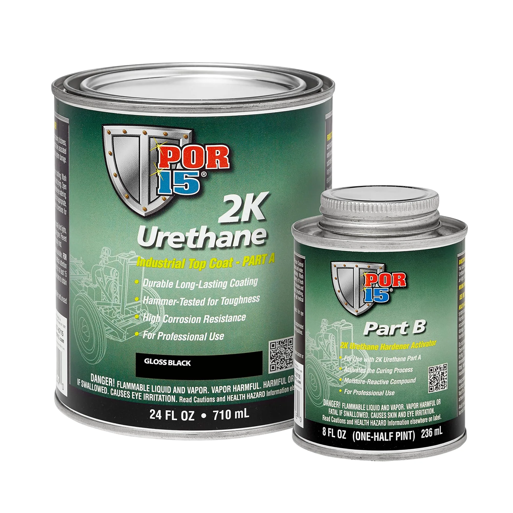 POR-15 2K Urethane Gloss Black 32 Fl Oz Two-Part Industrial Top Coat