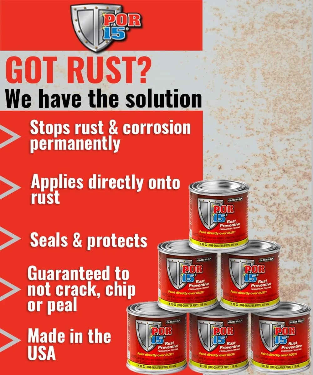 POR-15 Six Pack Rust Preventive Coating, 4 fl oz, Gloss Black