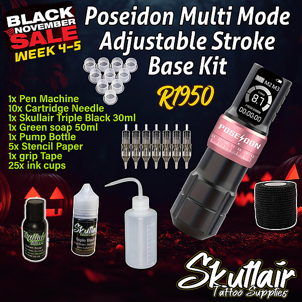 Poseidon Multi Mode Adjustable stroke Wireless Base Tattoo Kit Poseidon Multi Mode Adjustable stroke Wireless Base Tattoo Kit