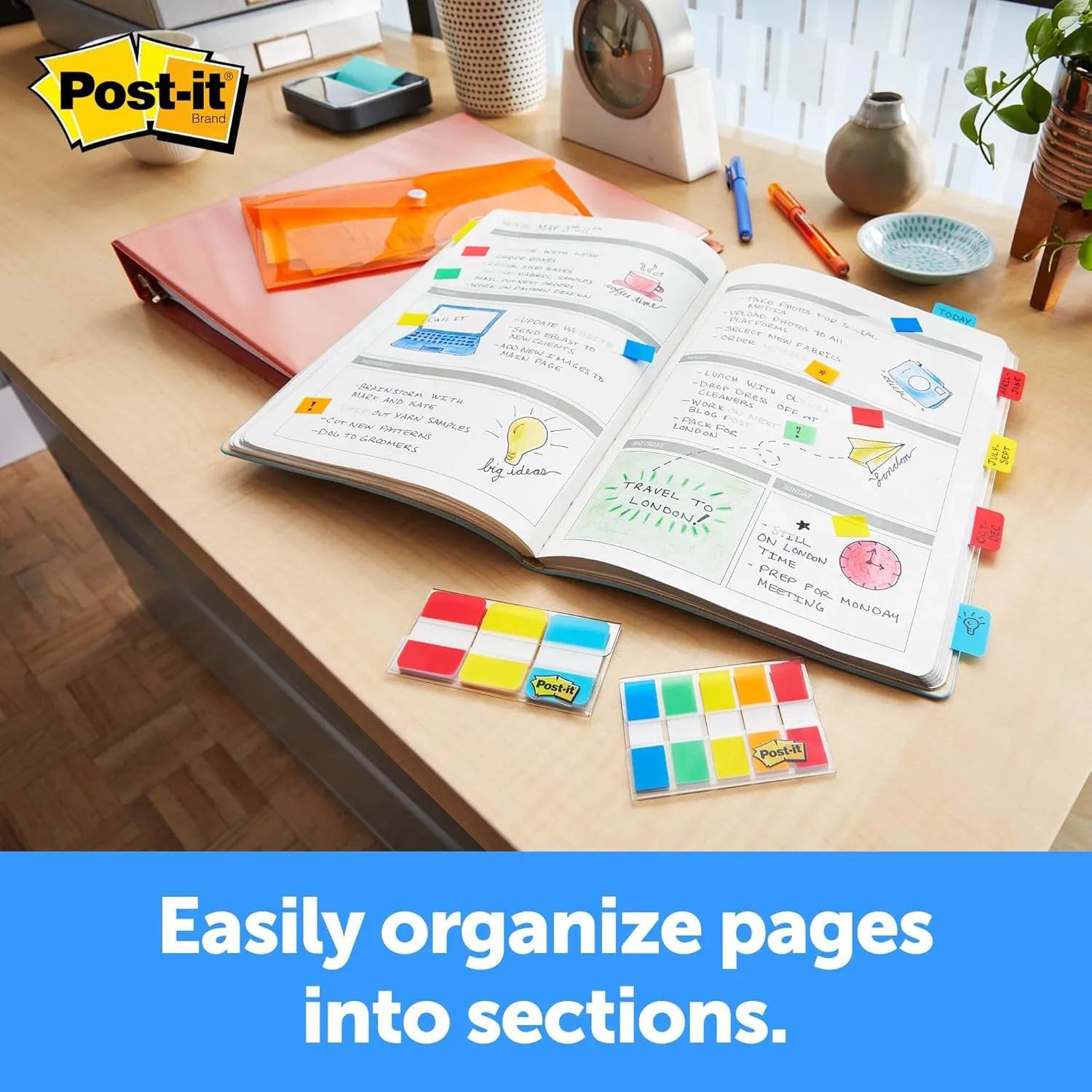 Post-it Tabs Value Pack, Assorted Primary Colors, 1 in and 2 in Sizes, 114 Tabs/Pack (686-VAD2)