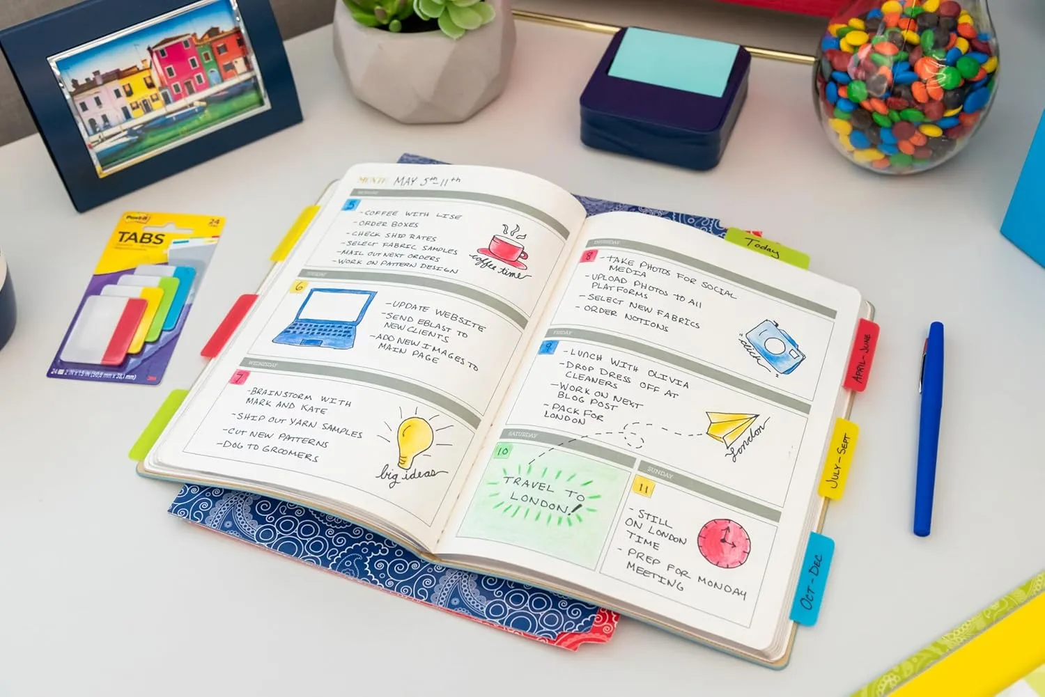 Post-it Tabs, 2 in, Solid, Assorted Colors, 6 Tabs/Color, 5 Colors, 30 Tabs/Pack (686-ROYGB)