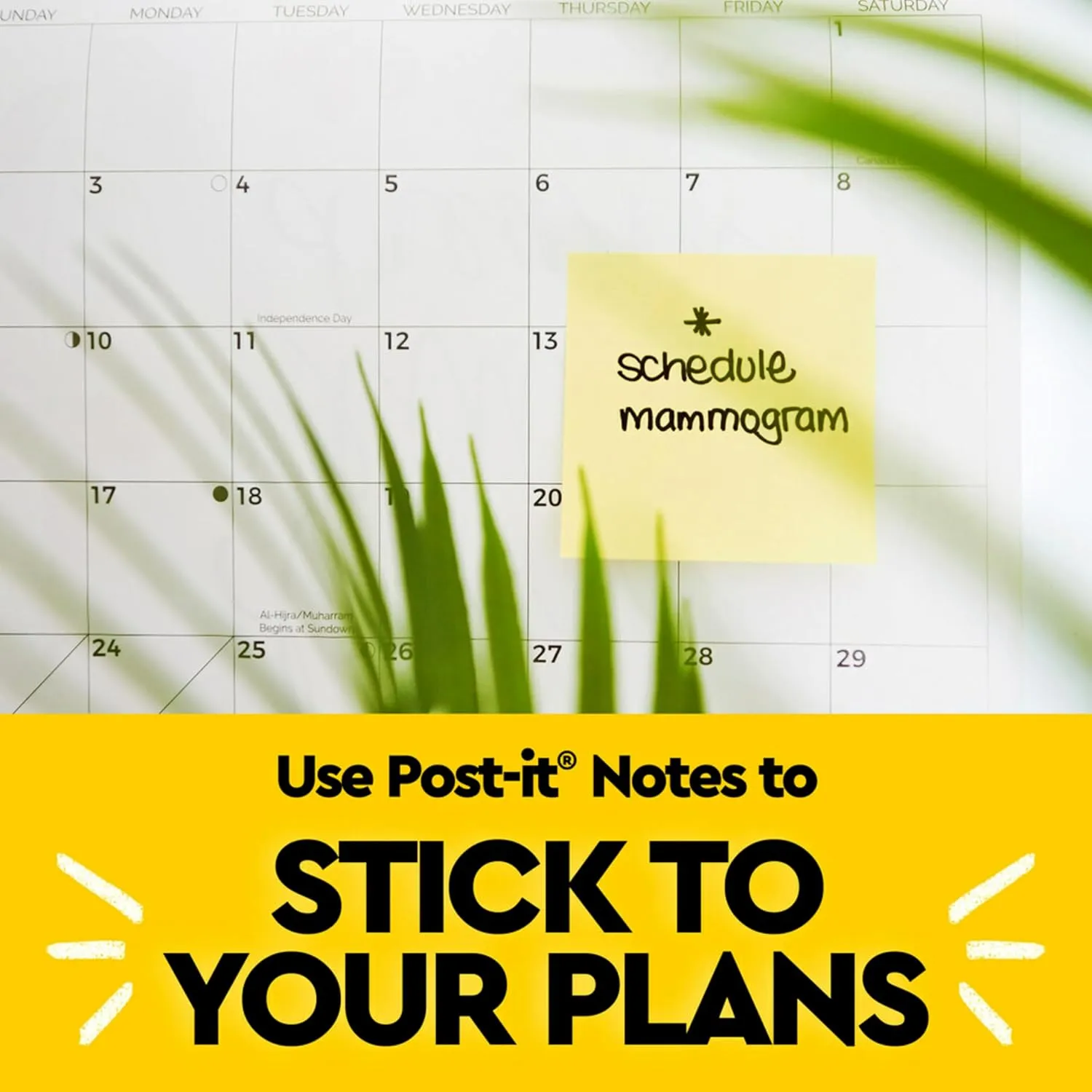 Post-it Notes, 3 in x 3 in, 6 Lined Pads, 100 Sheets per Pad, Canary Yellow (630-6PK)