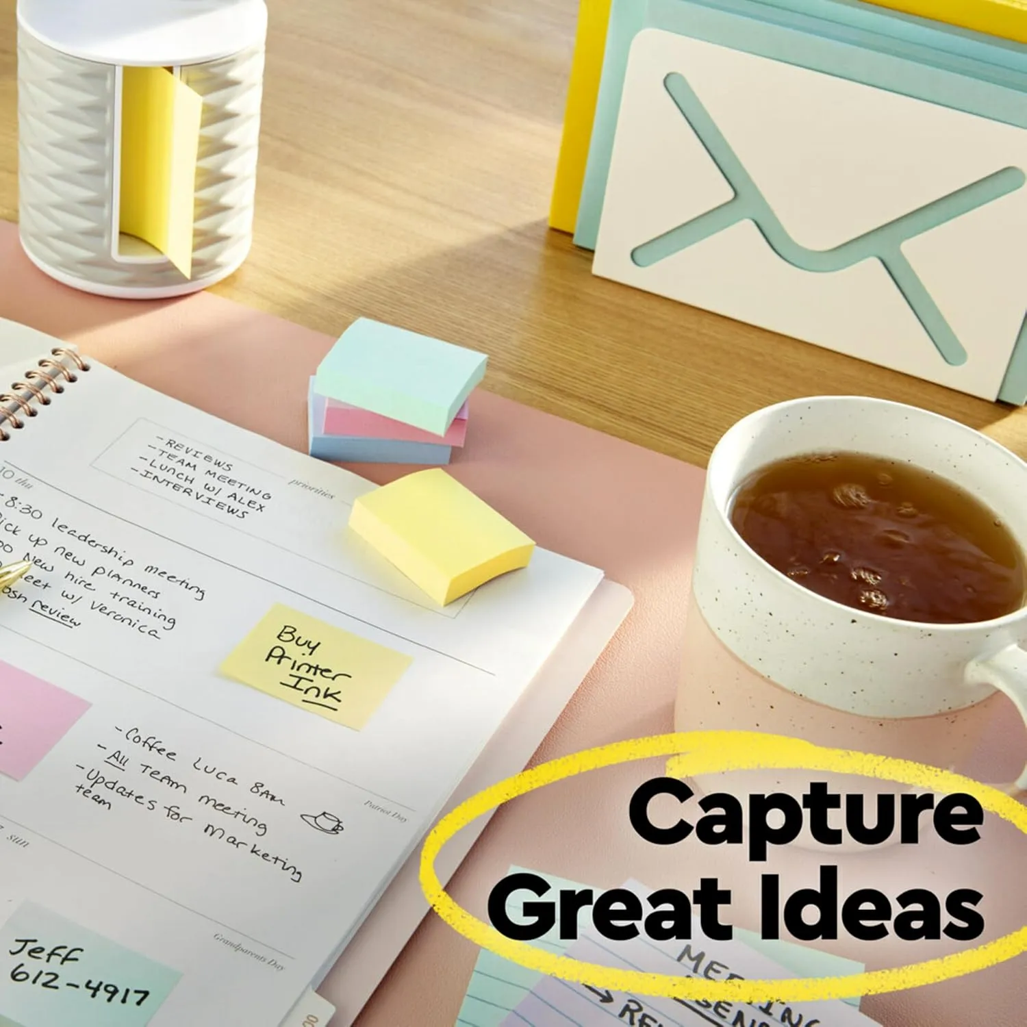 Post-it Notes, 3 in x 3 in, 6 Lined Pads, 100 Sheets per Pad, Canary Yellow (630-6PK)
