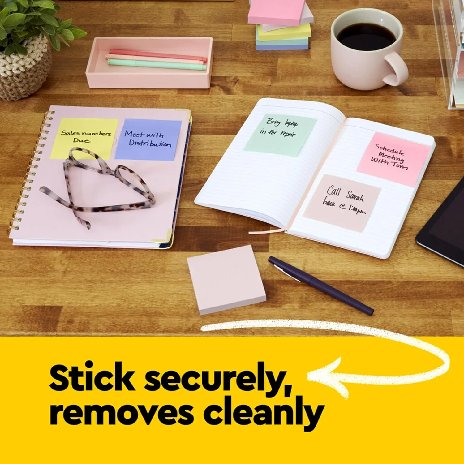 Post-it Notes, 3 in x 3 in, 6 Lined Pads, 100 Sheets per Pad, Canary Yellow (630-6PK)