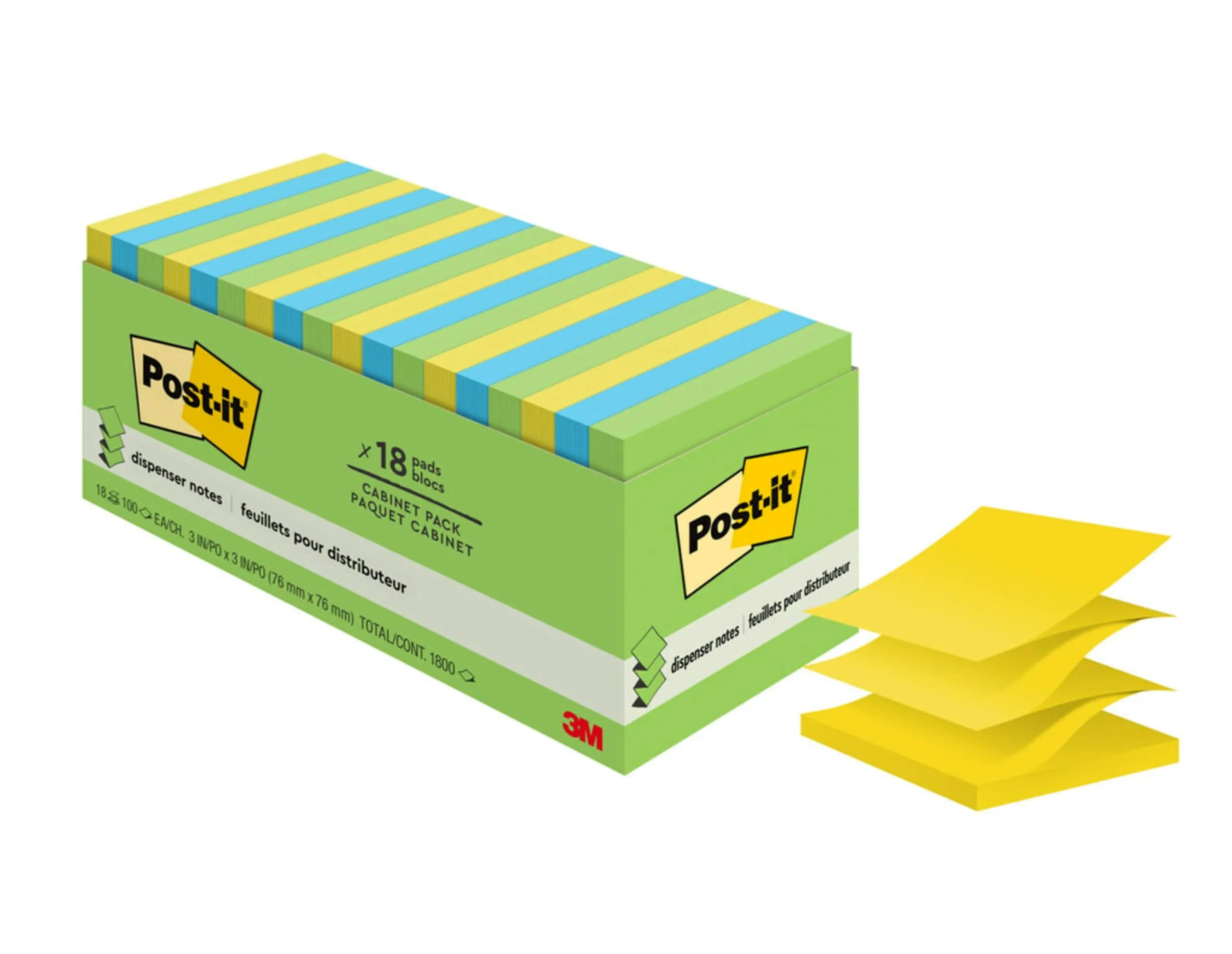 Post-it Notes, 3x3 in, 18 Pads, America's #1 Favorite Sticky Notes, 100 Sheets/Pad, Floral Fantasy Collection, Bold Colors
