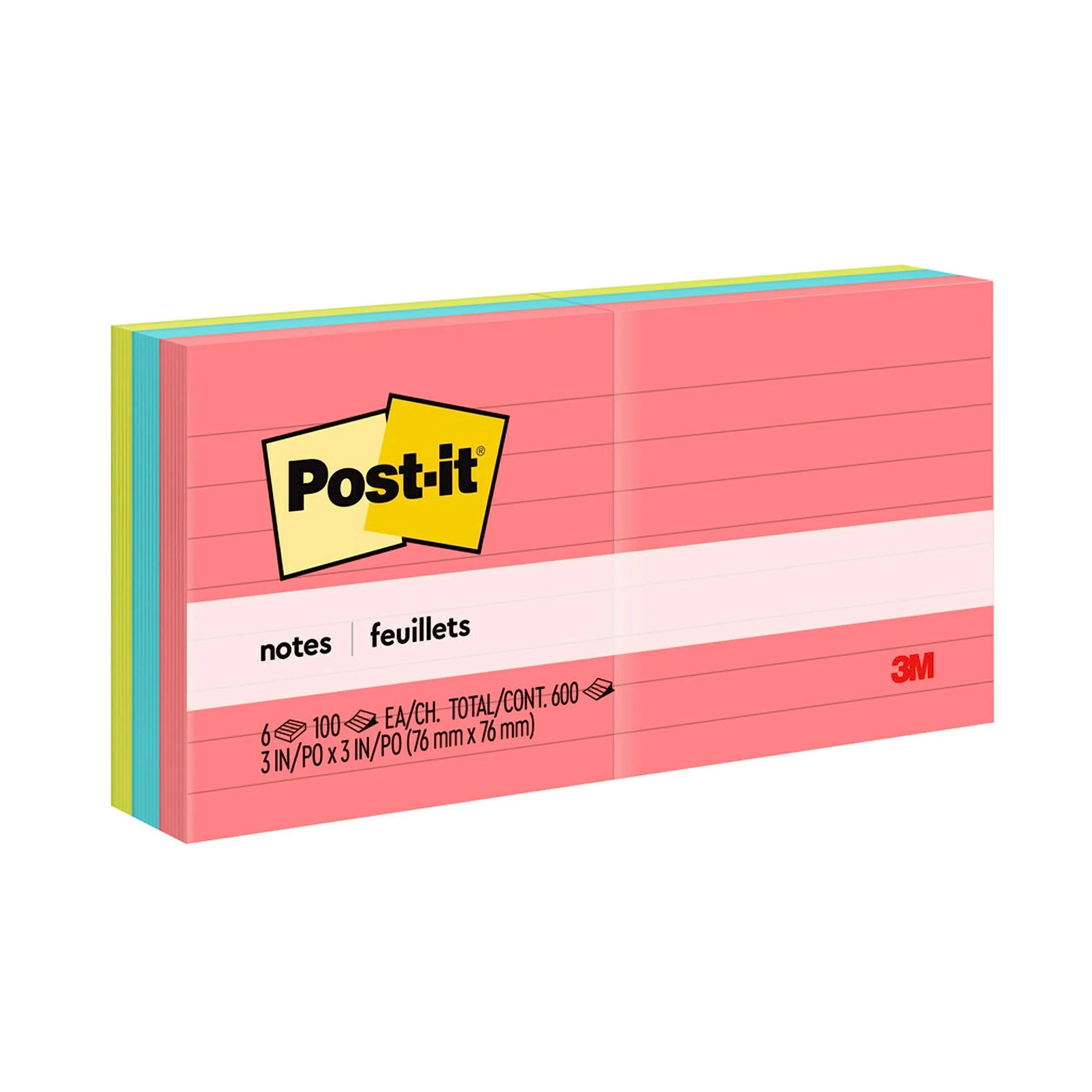Post-it Notes 3 x 3 in, 6 Pads, Poptimistic Collection (630-6AN)