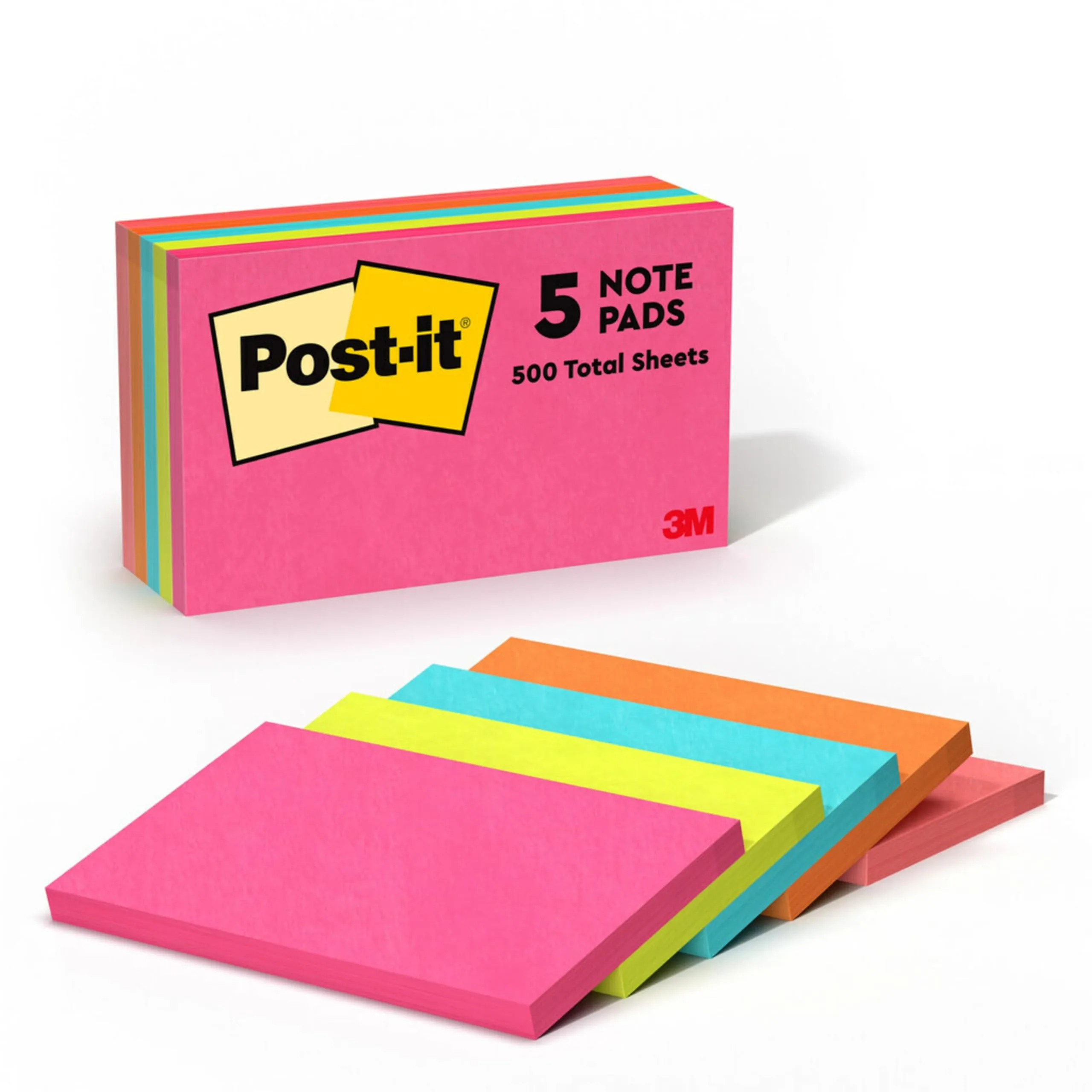Post-it Notes, 3 in x 5 in, 5 Pads, 100 Sheets/Pad, Poptimistic Collection