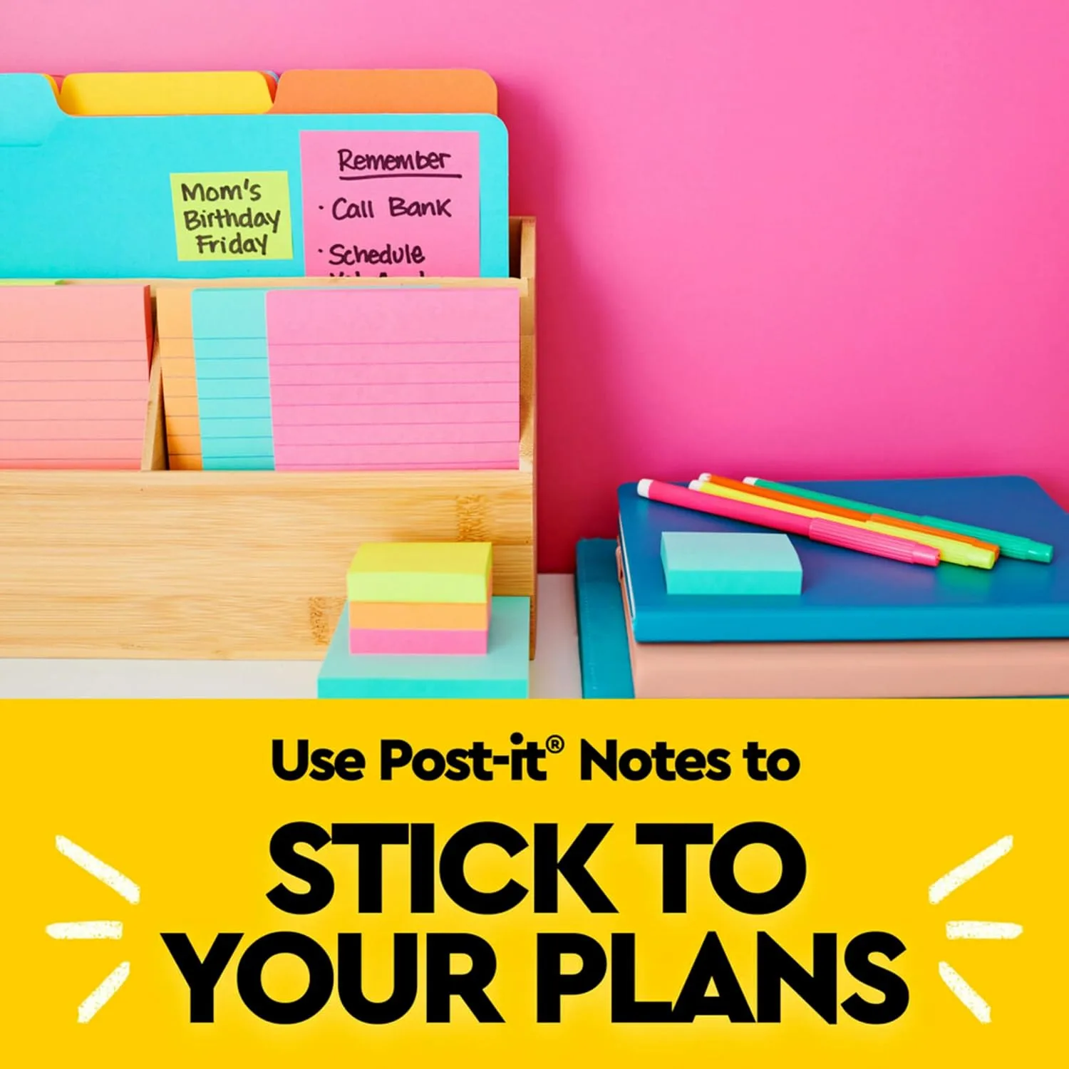 Post-it Notes, 3 in x 5 in, 5 Pads, 100 Sheets/Pad, Poptimistic Collection