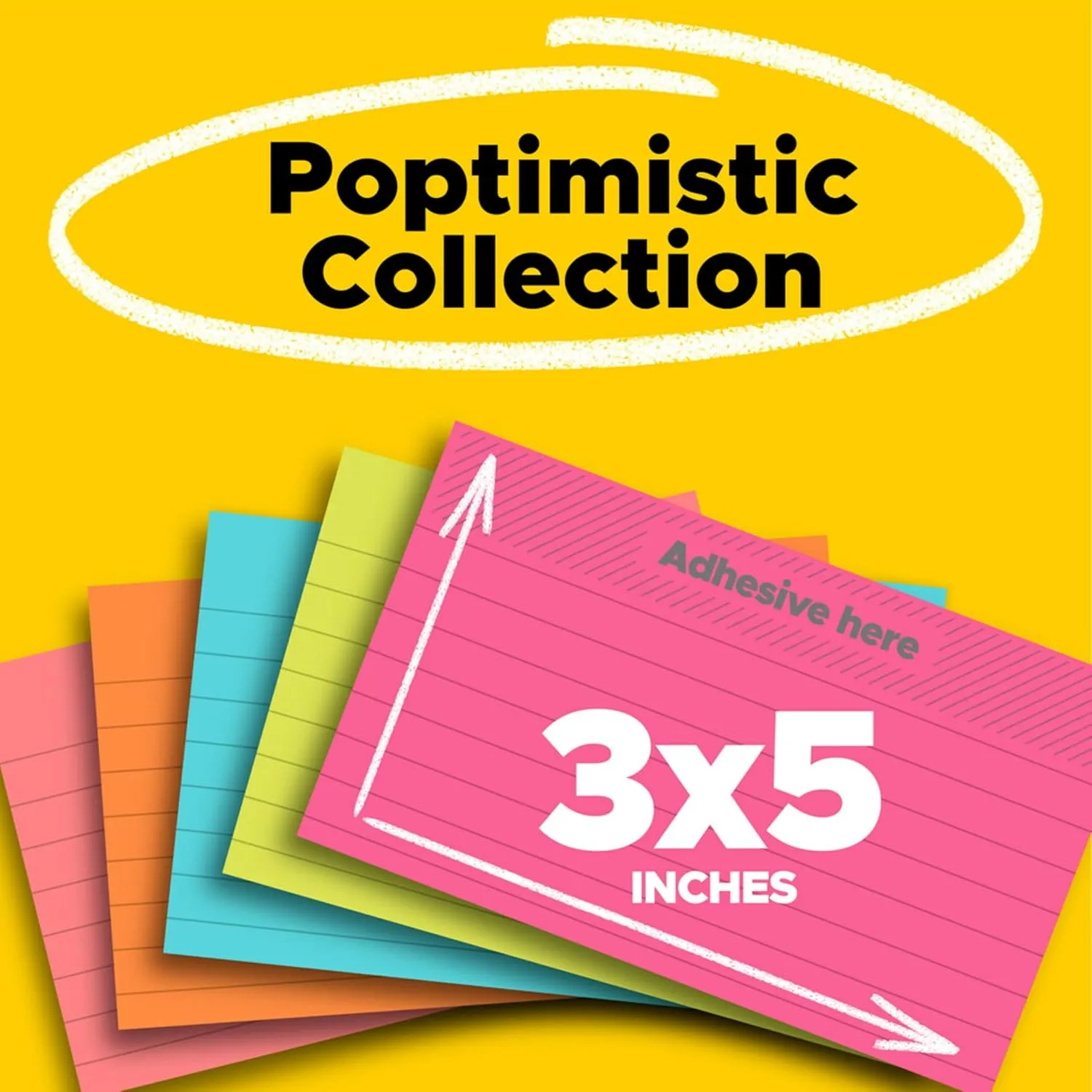 Post-it Notes, 3 in x 5 in, 5 Pads, 100 Sheets/Pad, Poptimistic Collection