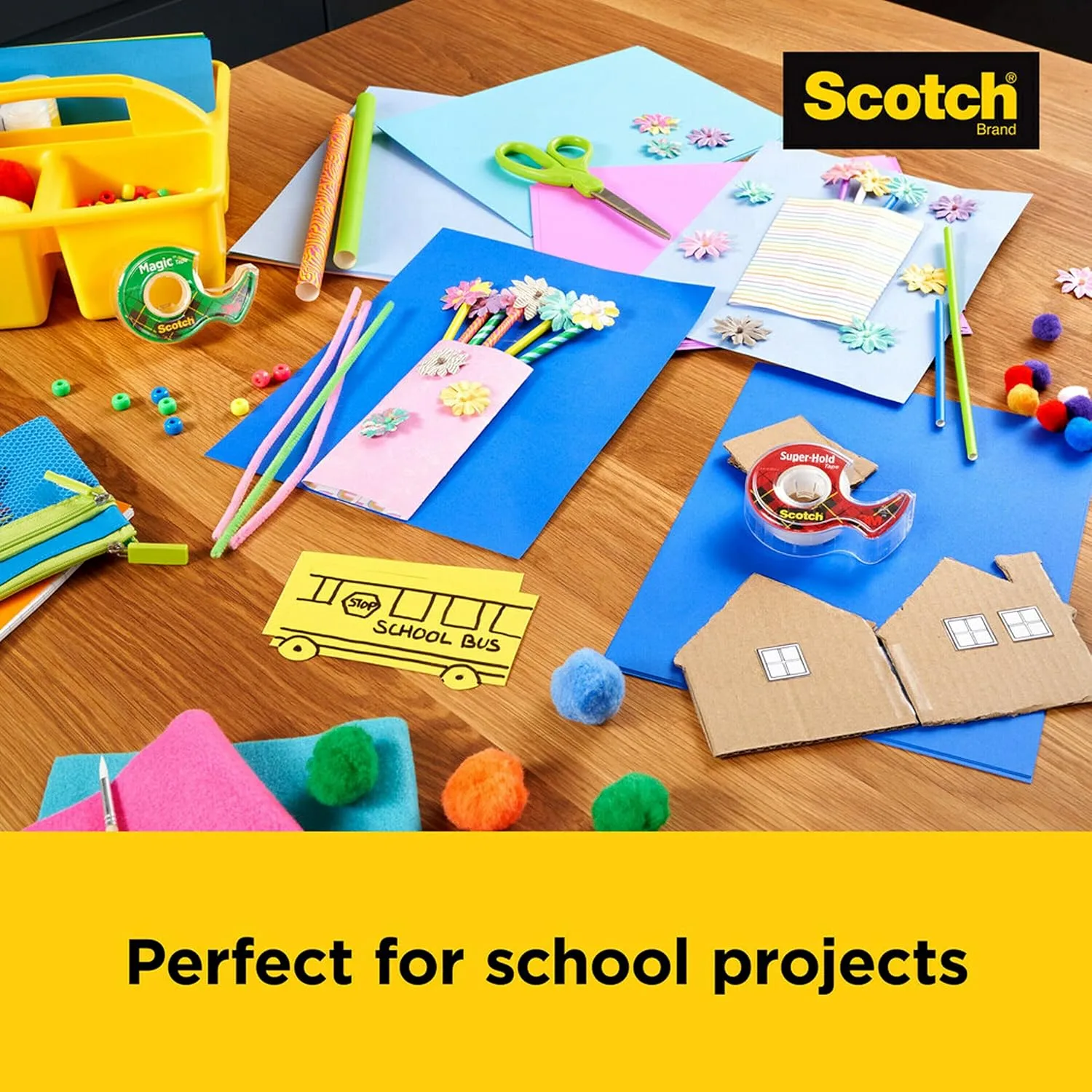 Post-it and Scotch Brand Essentials Pack, Back to School and Office Supplies, Includes Post-it Super Sticky Notes, Flags, Scotch Magic and Super Hold Tape, and Multi-Purpose Scissors