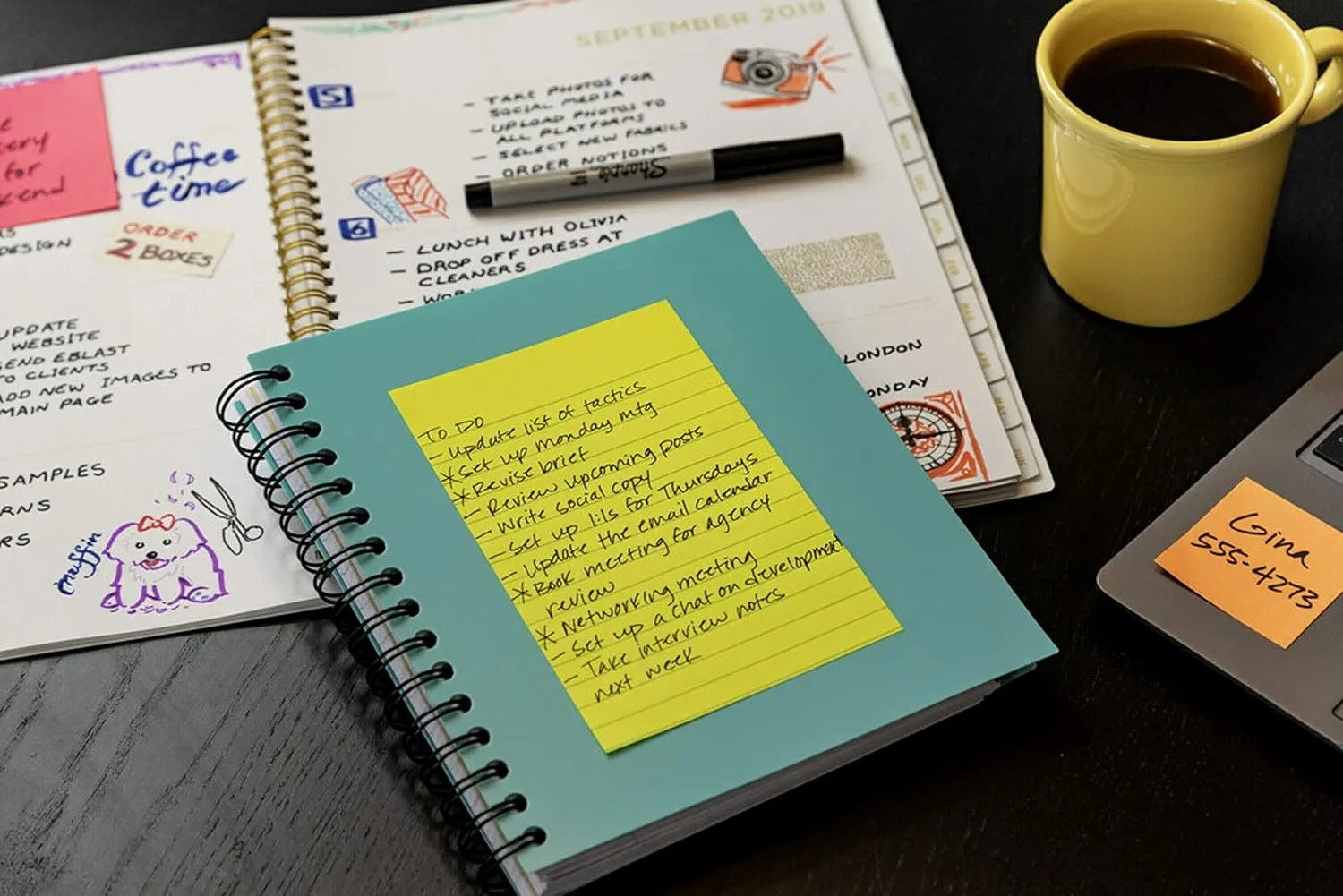 Post-it and Scotch Brand Essentials Pack, Back to School and Office Supplies, Includes Post-it Super Sticky Notes, Flags, Scotch Magic and Super Hold Tape, and Multi-Purpose Scissors