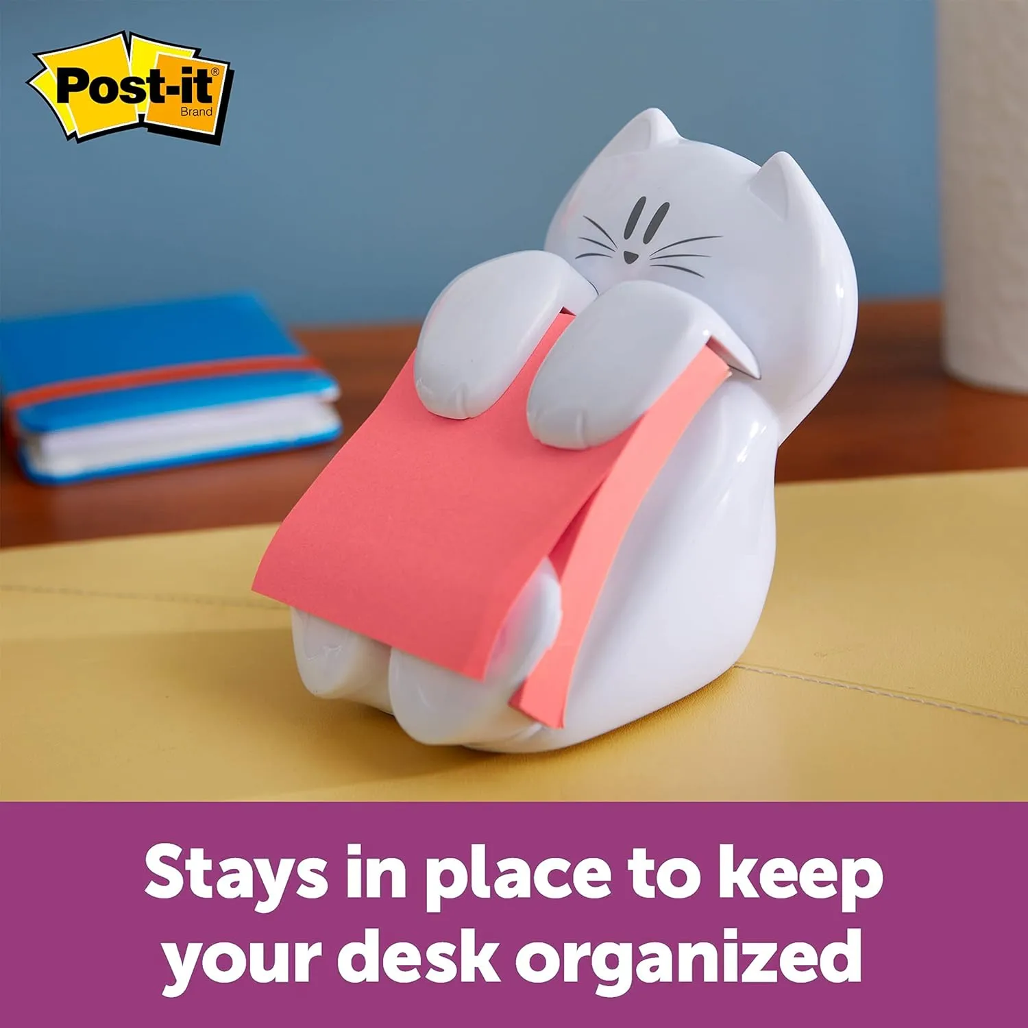 Post-it Pop-up Note Dispenser Cat Design, 3 x 3 in, CAT-330, White