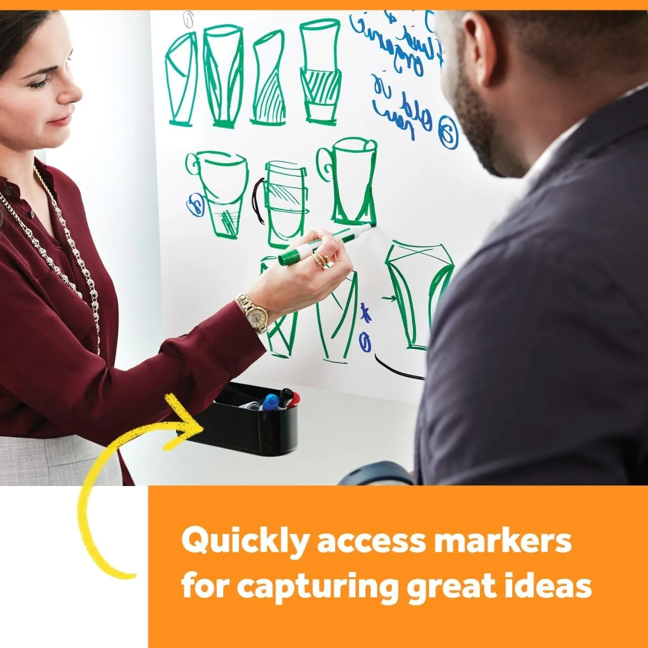 Post-it Dry Erase Accessory Tray, DEFTRAY, Black, 8.44 x 3.03 x 5.25 in