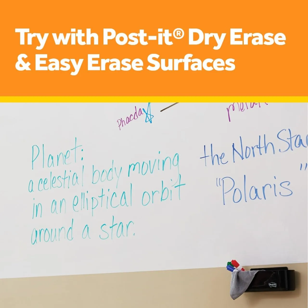 Post-it Dry Erase Accessory Tray, DEFTRAY, Black, 8.44 x 3.03 x 5.25 in
