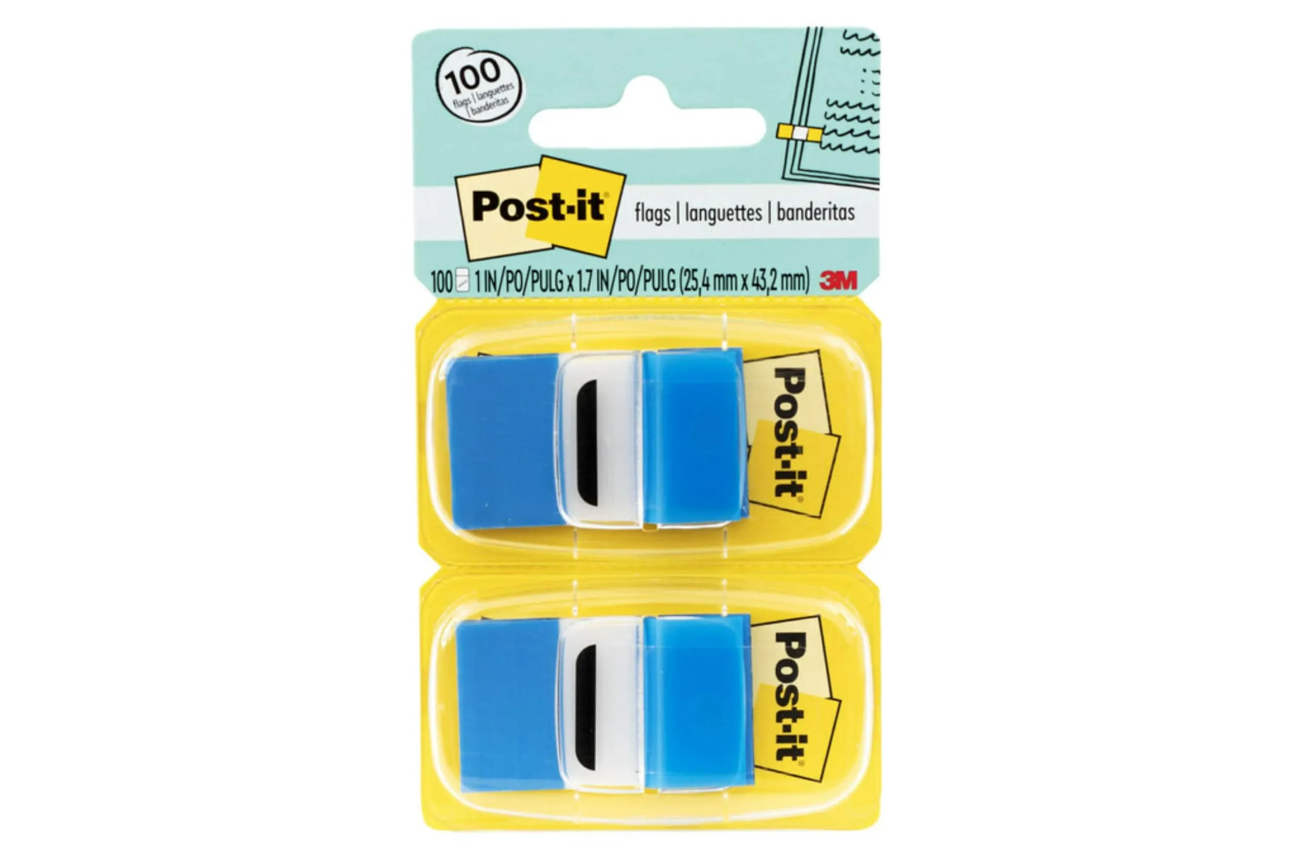 Post-it Flags Value Pack, 50/Dispenser, 12 Pack, 1 in Wide, Blue (680-BE12)