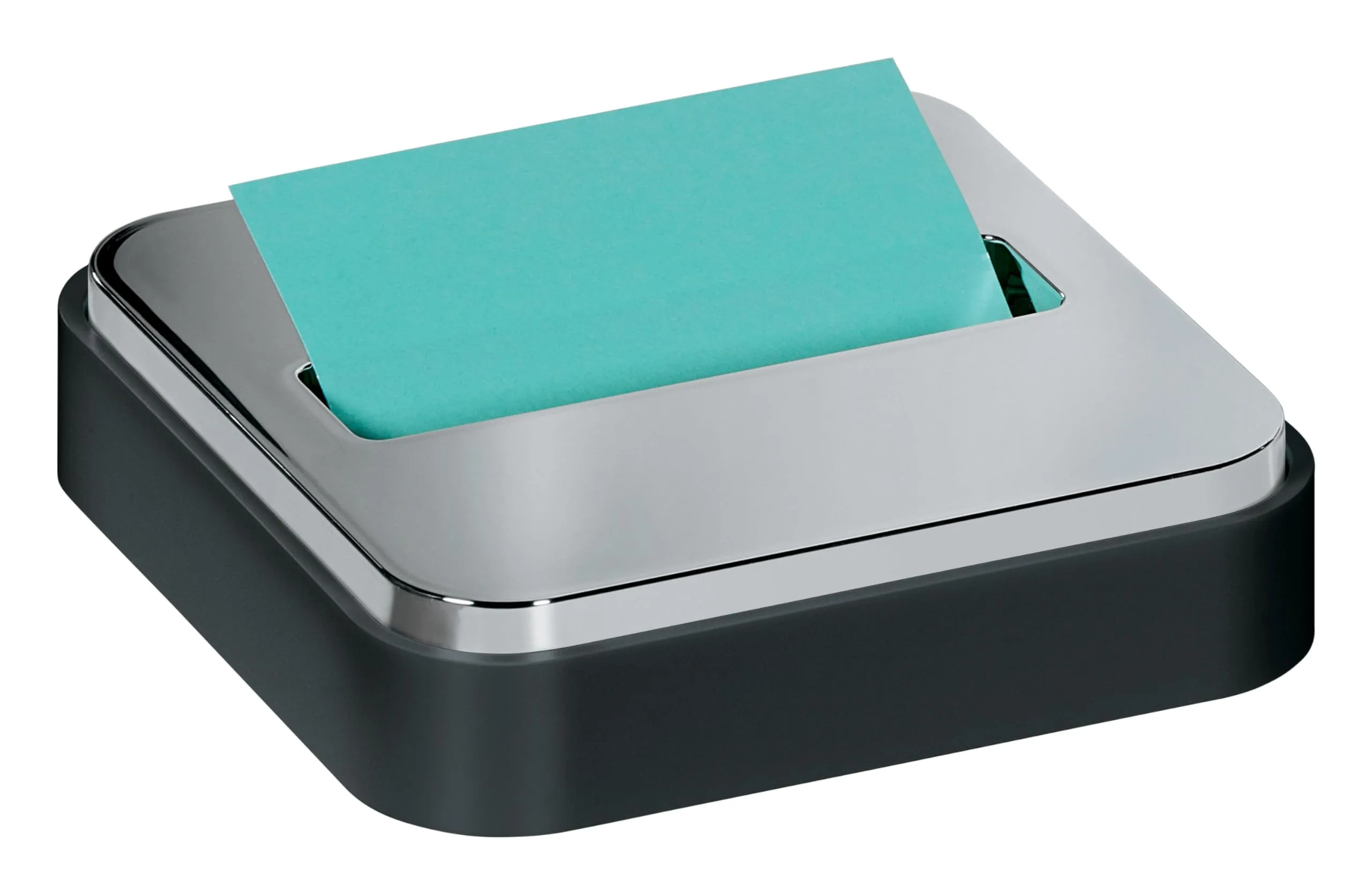 Post-it Note Dispenser with Pop-Up Notes, Black Base & Steel Top