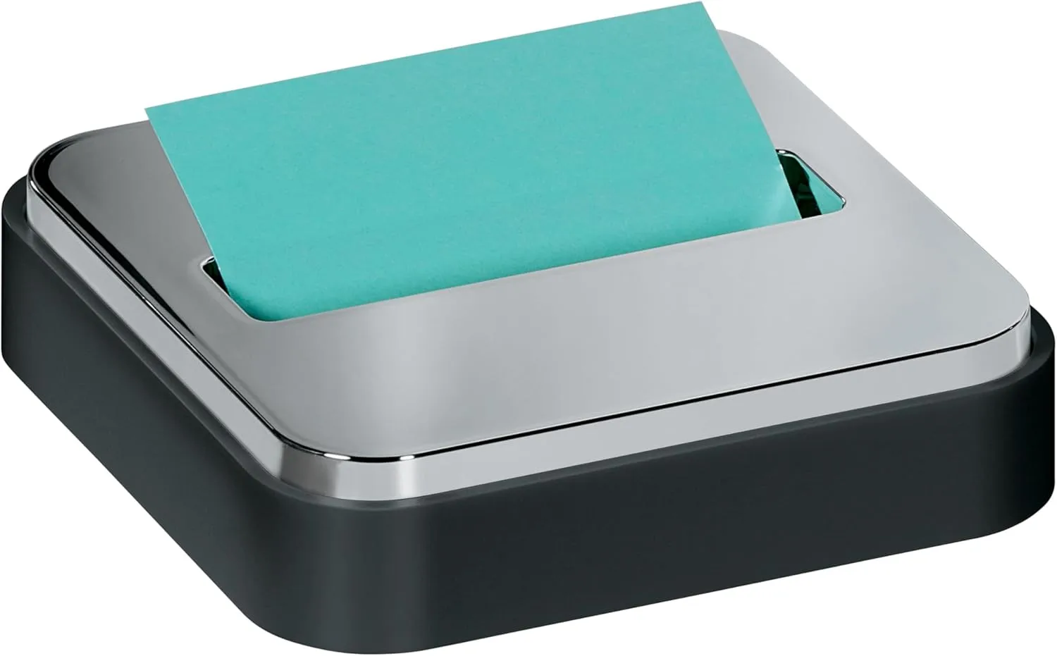 Post-it Note Dispenser with Pop-Up Notes, Black Base & Steel Top