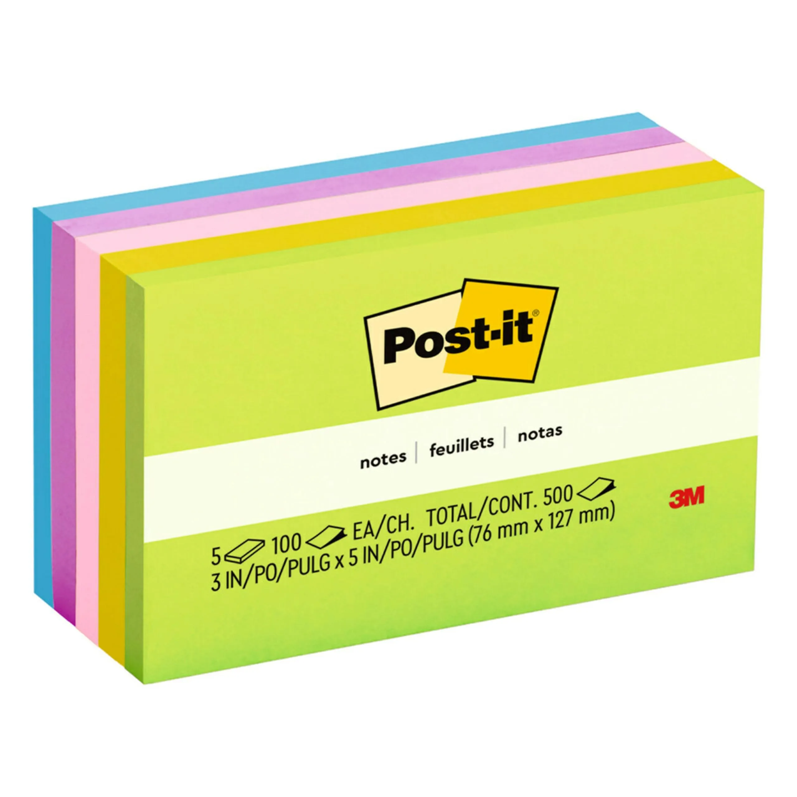 Post-it Notes, 3 x 5 in, 5 Pads (100 Sheets/Pad) - Floral Fantasy Collection