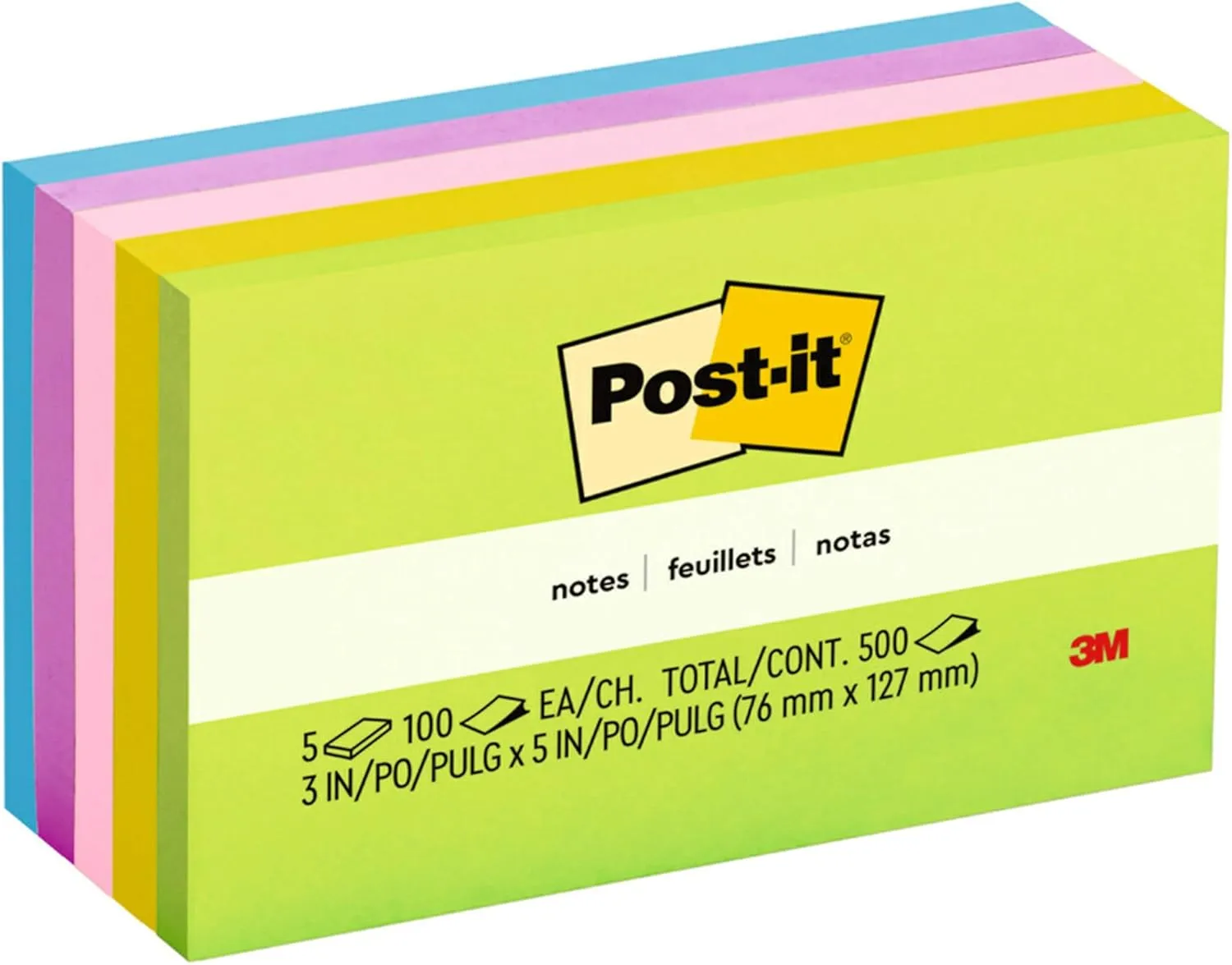 Post-it Notes, 3 x 5 in, 5 Pads (100 Sheets/Pad) - Floral Fantasy Collection