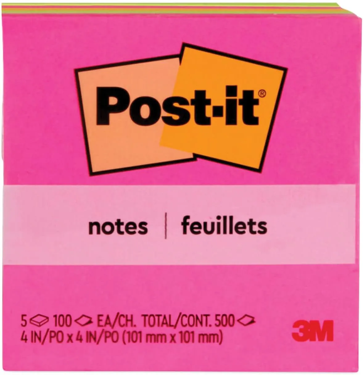Post-it Notes Poptimistic Color Collection, 4 x 4 in, 5 Count (6755AN)