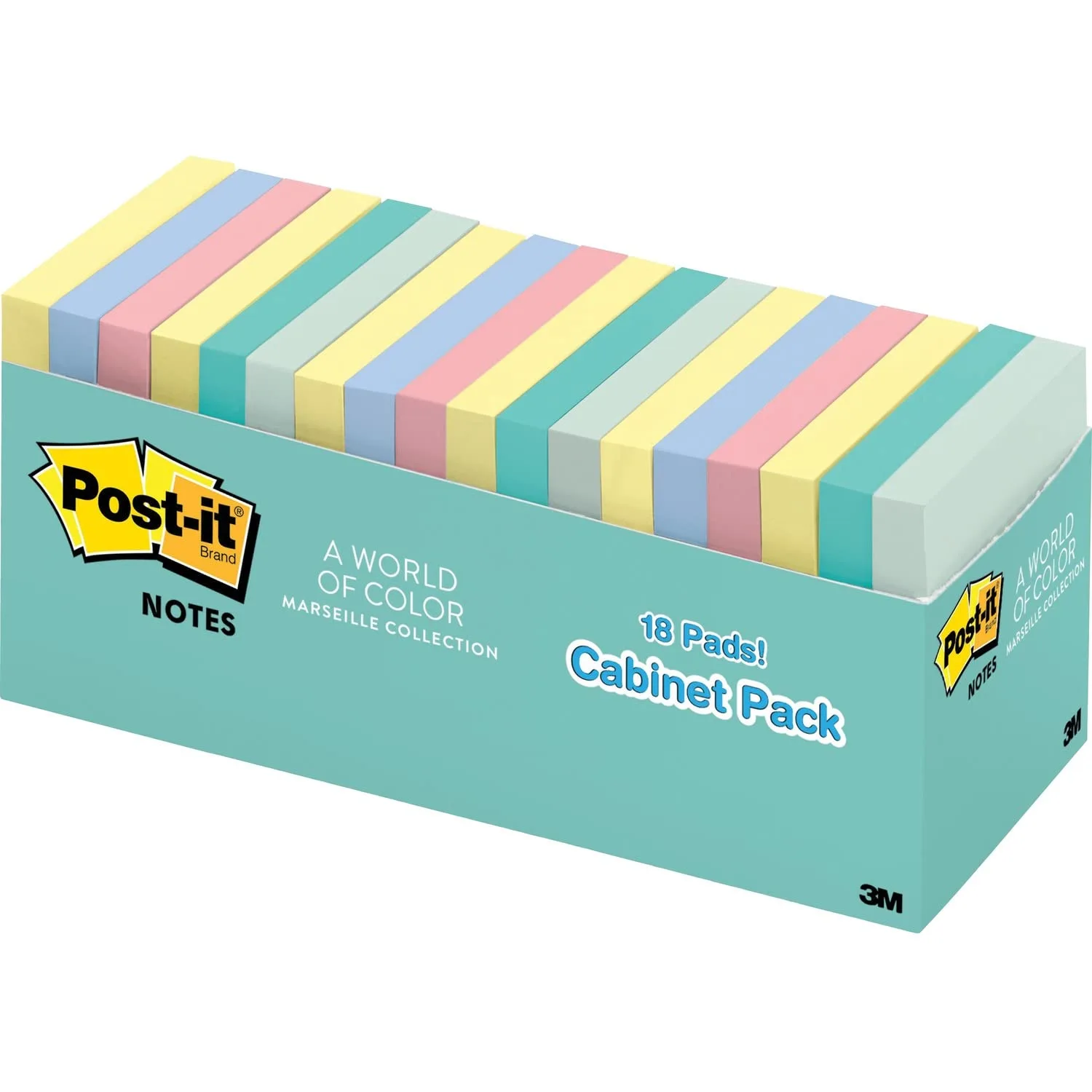 Post-it Notes, 3in x 3in, Beachside Cafe Collection, Pack Of 18 Pads