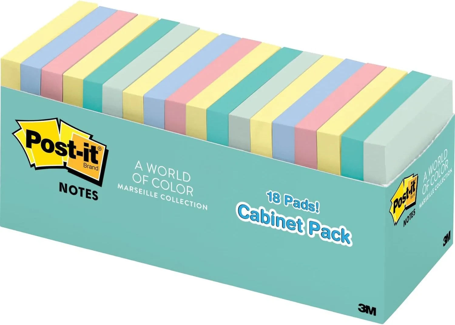 Post-it Notes, 3in x 3in, Beachside Cafe Collection, Pack Of 18 Pads
