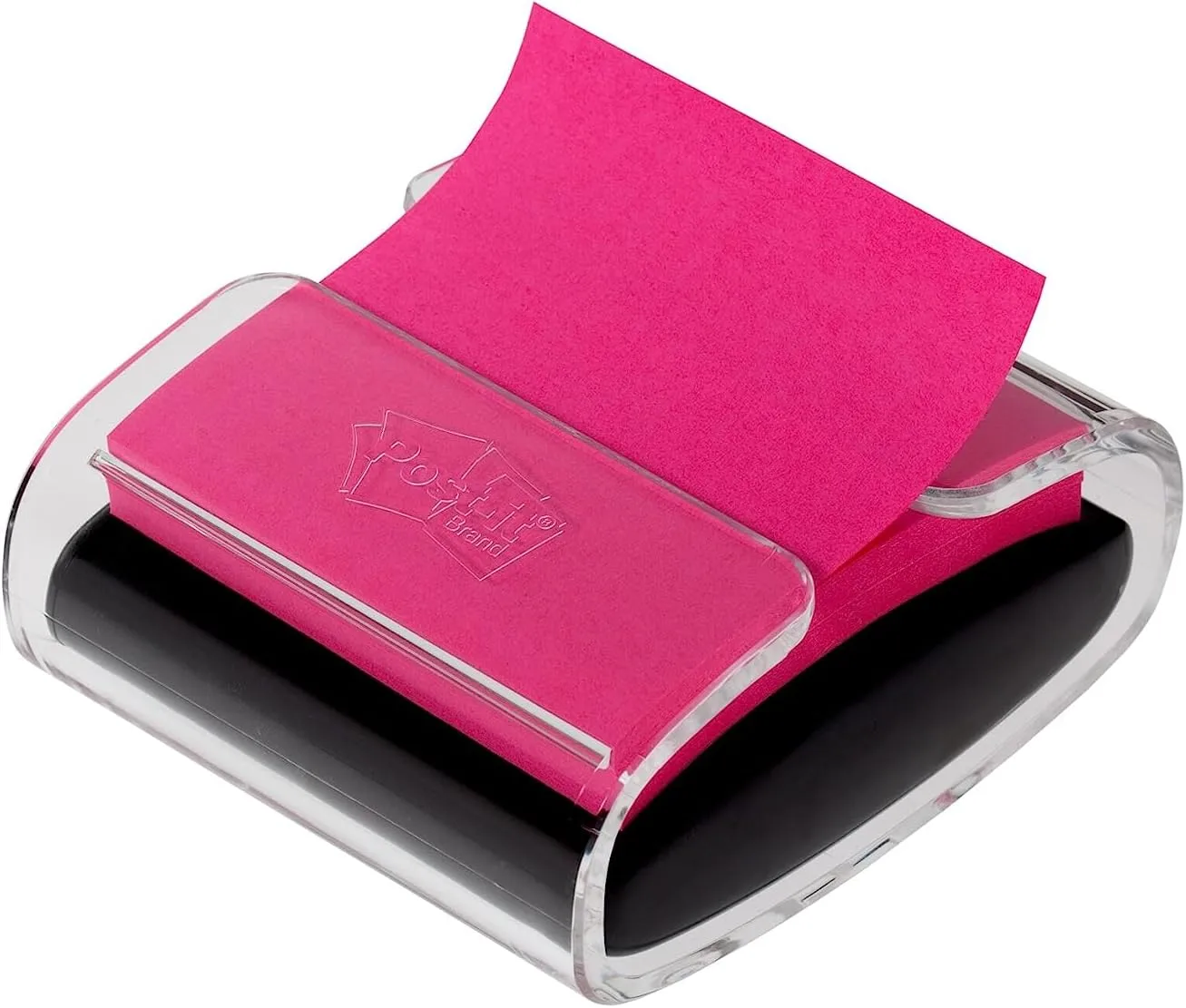 Post-it Pop-up Notes Dispenser, 3x3 in, Black Base Clear Top, Pack Includes Dispenser and a 45-Sheet Pad of Pop-up Notes