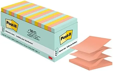 Post-it Pop-up Notes, 18 Pads (1800 Sheets), 3 in x 3 in - Marseille / Beachside Collection