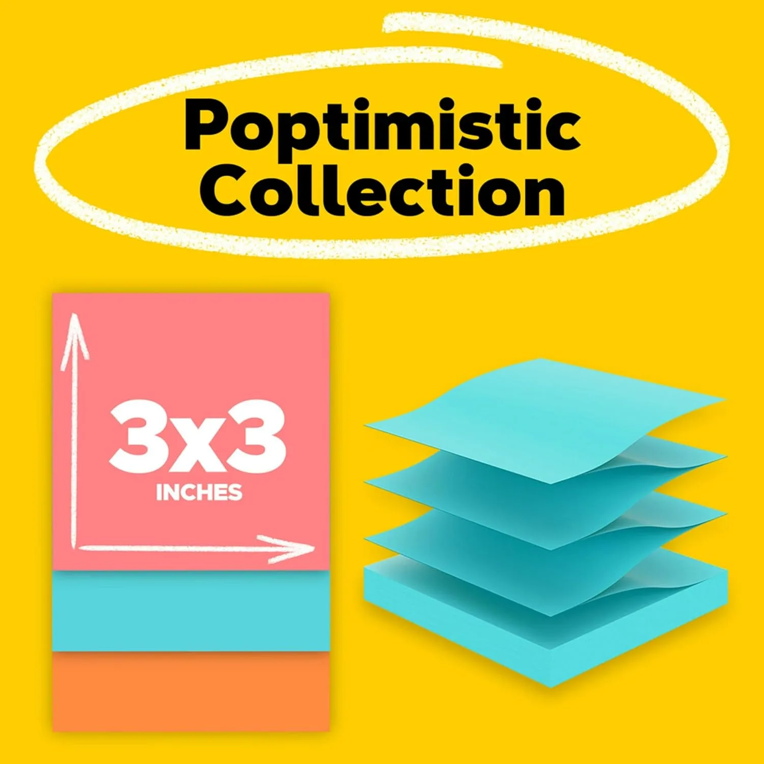 Post-it Pop-up Notes, 3x3 in, 12 Pads, America's #1 Favorite Sticky Notes, Poptimistic, Bright Colors, Clean Removal