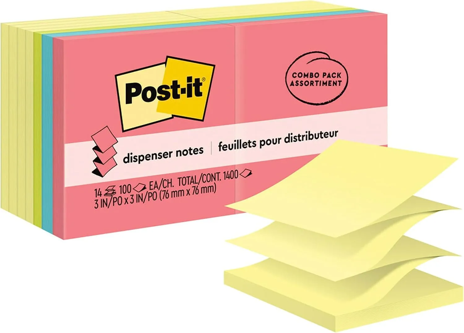 Post-it Pop-up Dispenser Notes, 3 in x 3 in