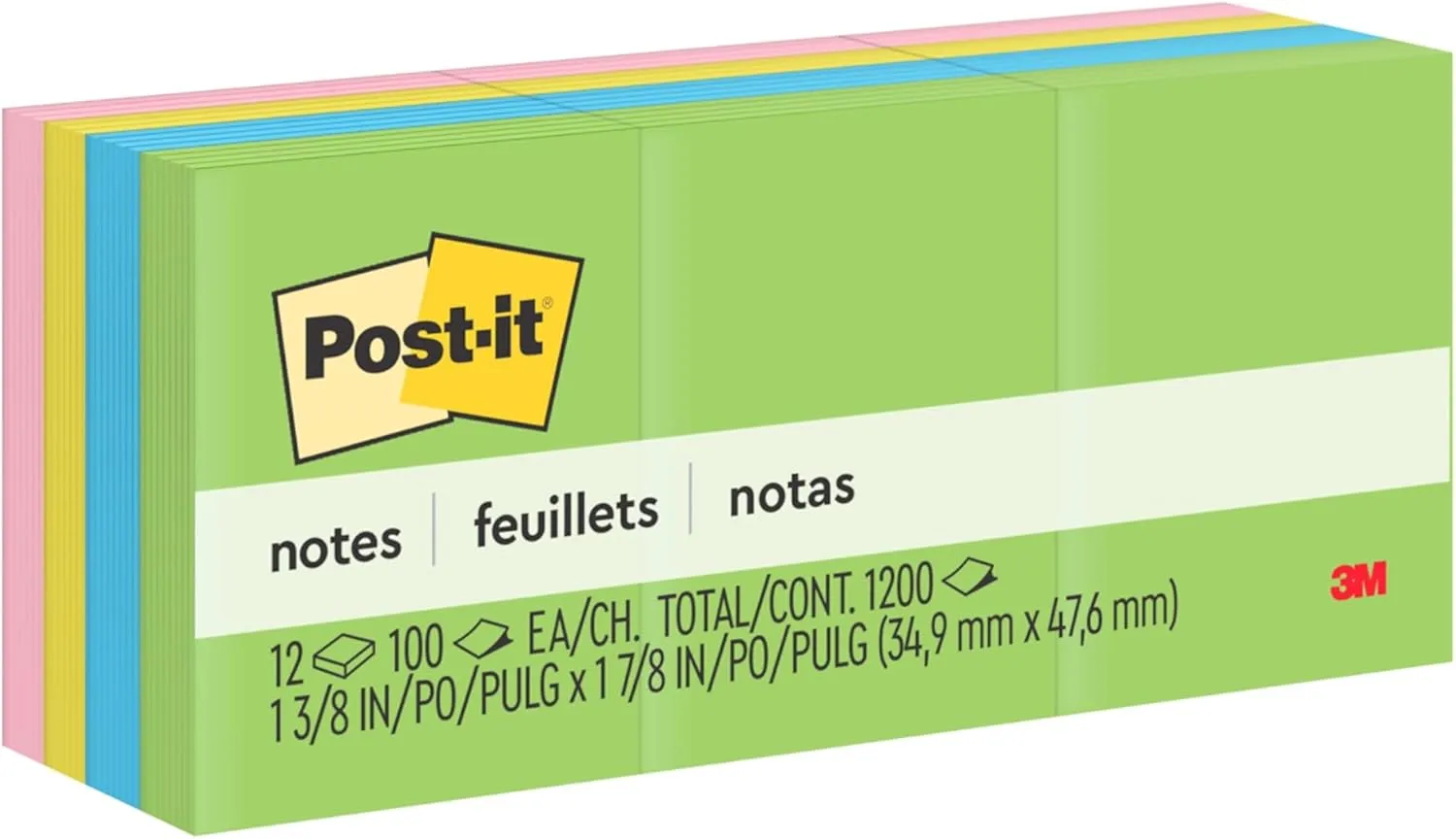 Post-it Notes 1.5 x 2 in - 12 Pads Floral Fantasy Collection (653-AU)