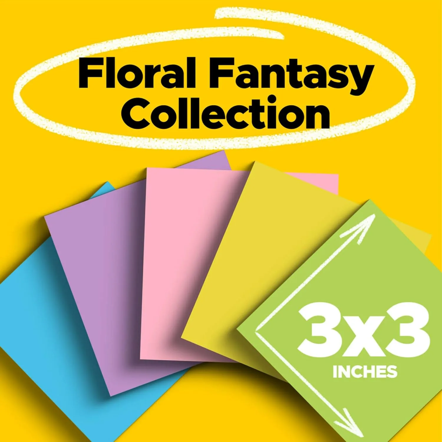 Post-it Notes, 3 in x 3 in, 14 Pads, 100 Sheets per Pad, Floral Fantasy Collection