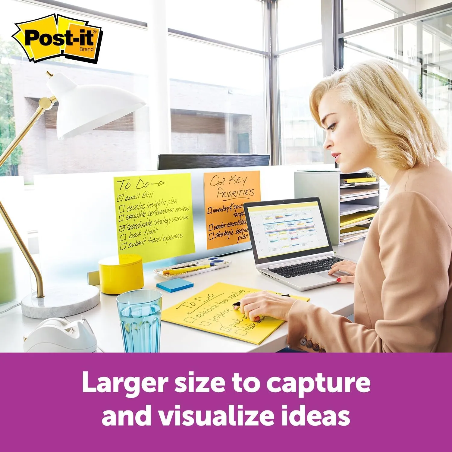 Post-it Super Sticky Big Notes, 11 in x 11 in, 1 Pad, 2X The Sticking Power, Yellow, Recyclable (BN11)