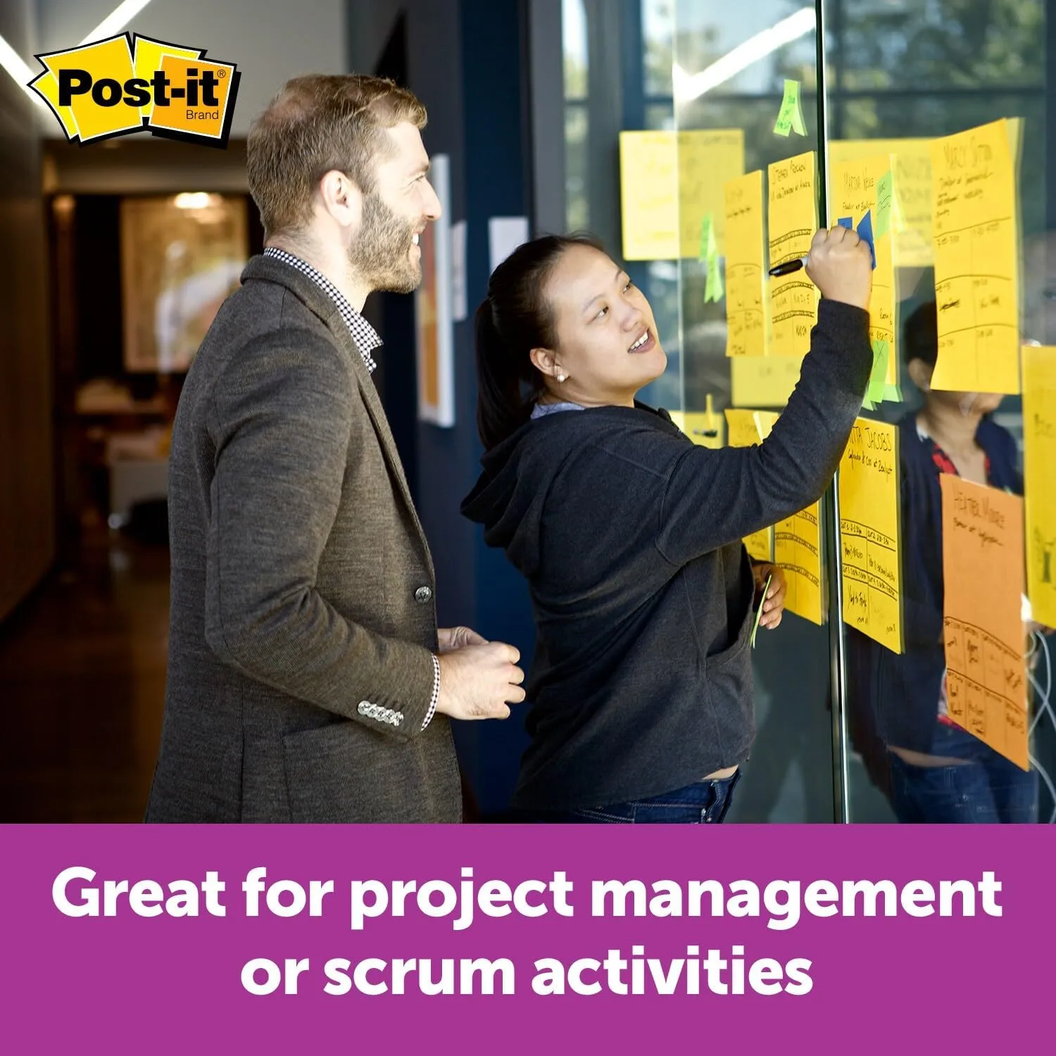 Post-it Super Sticky Big Notes, 11 in x 11 in, 1 Pad, 2X The Sticking Power, Yellow, Recyclable (BN11)