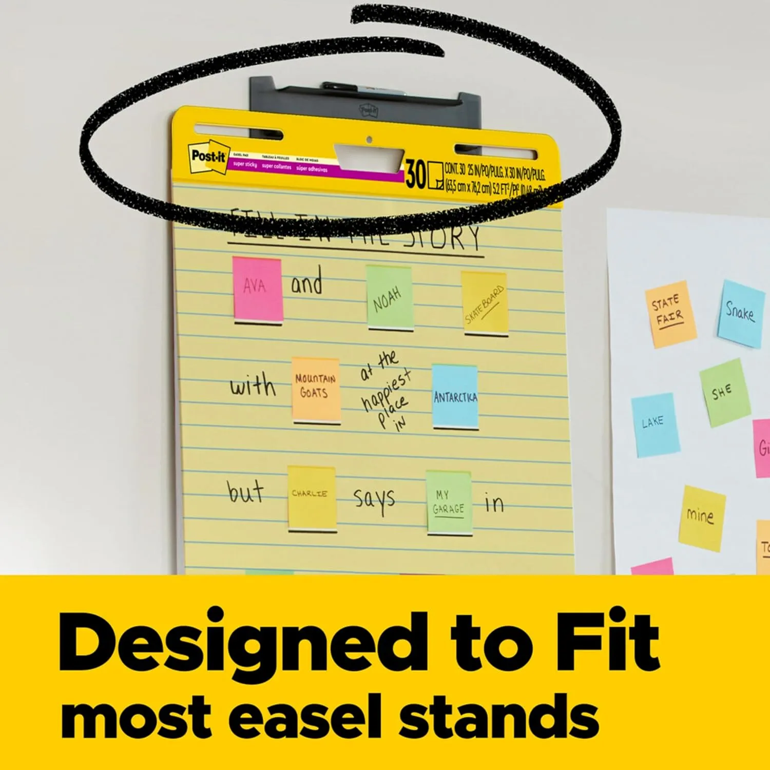 Post-it Super Sticky Easel Pad, 25 x 30 Inches, 30 Sheets/Pad, 1 Pad (561SS), Yellow Lined Premium Self Stick Flip Chart Paper, Super Sticking Power