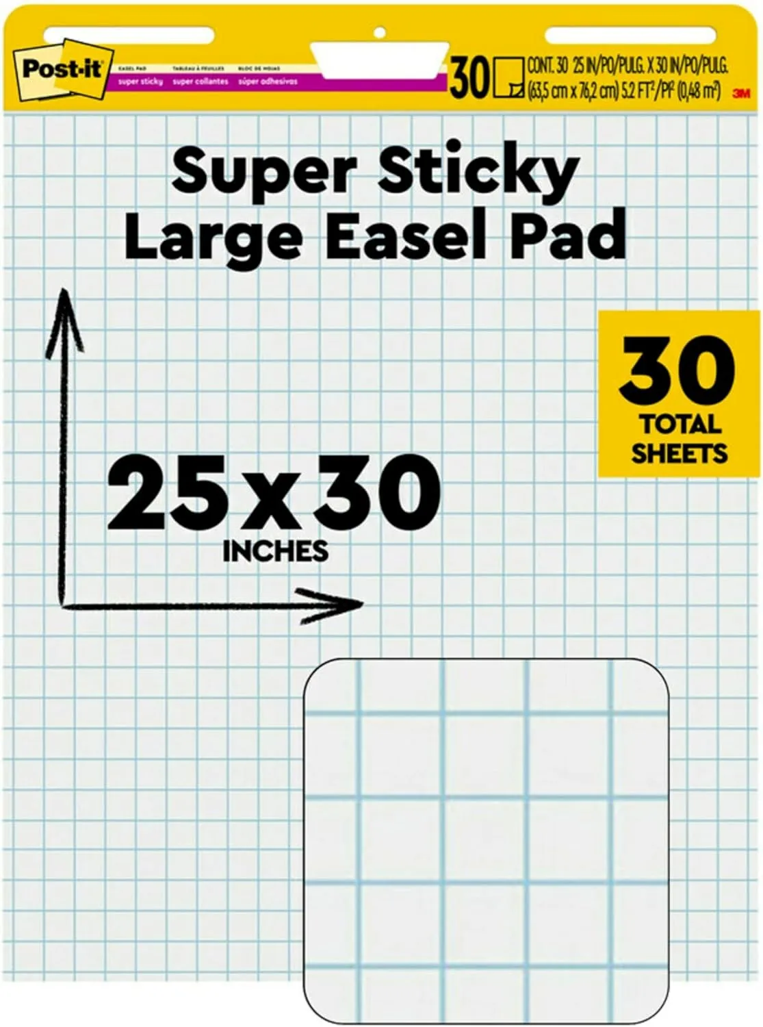 Post-it Super Sticky Easel Pad, 25 x 30 in, 30 Sheets/Pad, White Grid (560SS)