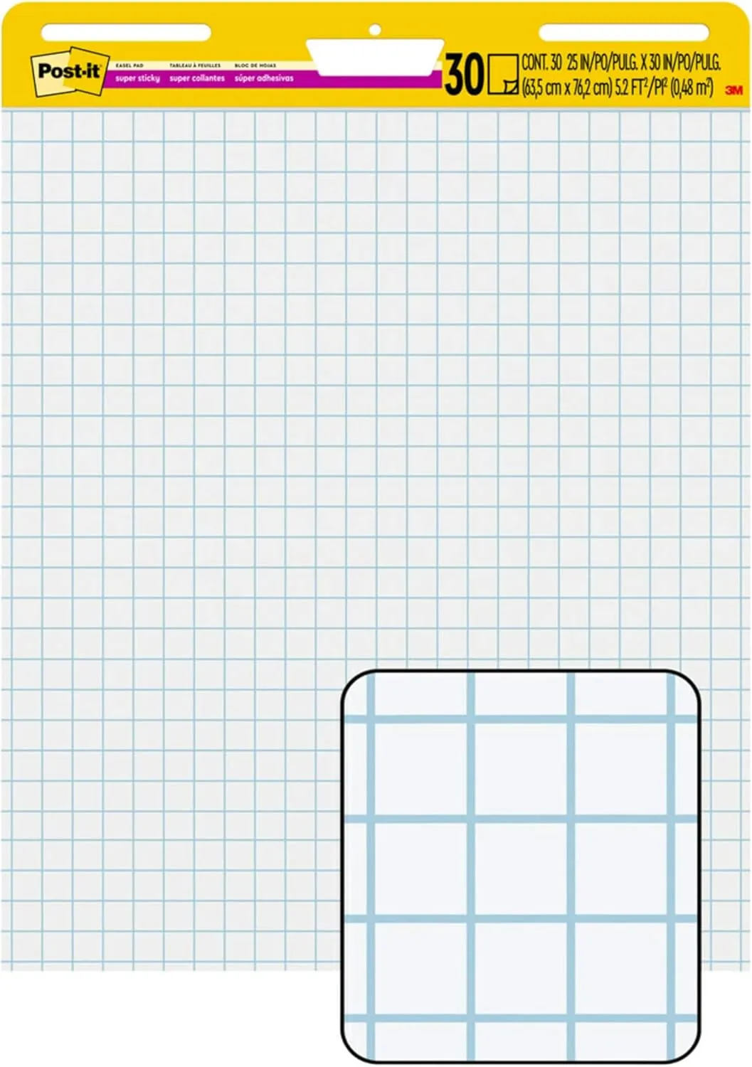 Post-it Super Sticky Easel Pad, 25 x 30 in, 30 Sheets/Pad, White Grid (560SS)