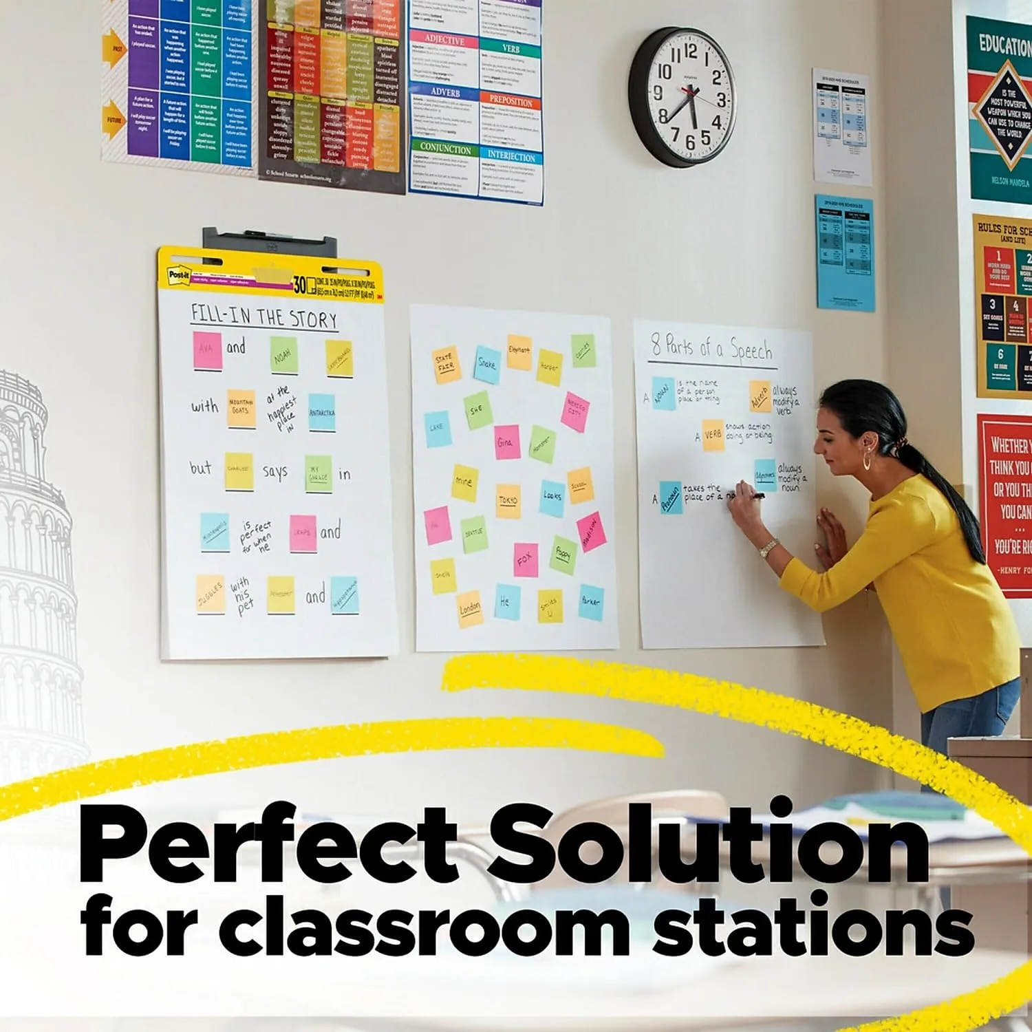 Post-it Super Sticky Wall Easel Pad, 25" x 30", Lined, 30 Sheets/Pad, 6 Pads/Pack (561WL-VAD-6PK)
