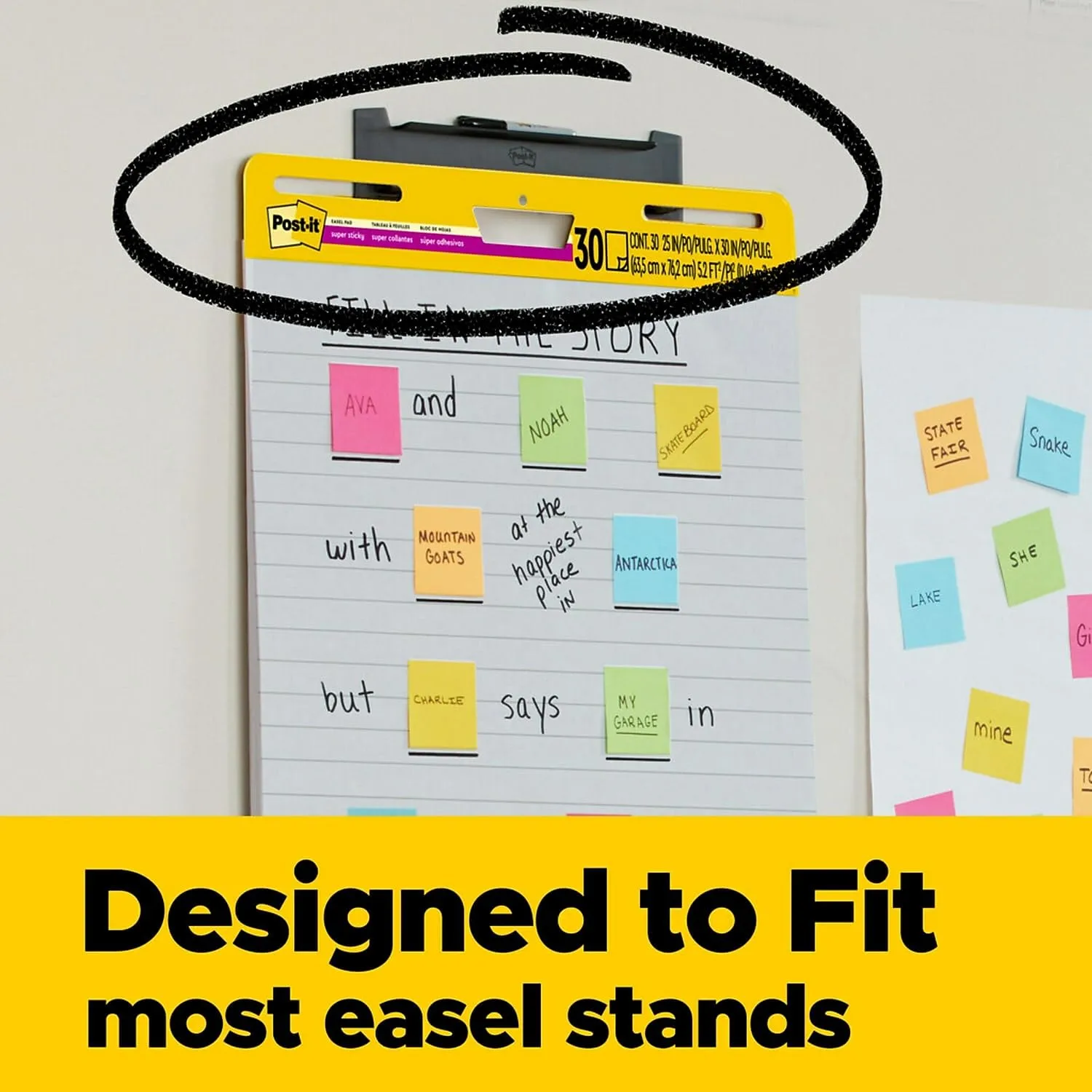 Post-it Super Sticky Wall Easel Pad, 25" x 30", Lined, 30 Sheets/Pad, 6 Pads/Pack (561WL-VAD-6PK)