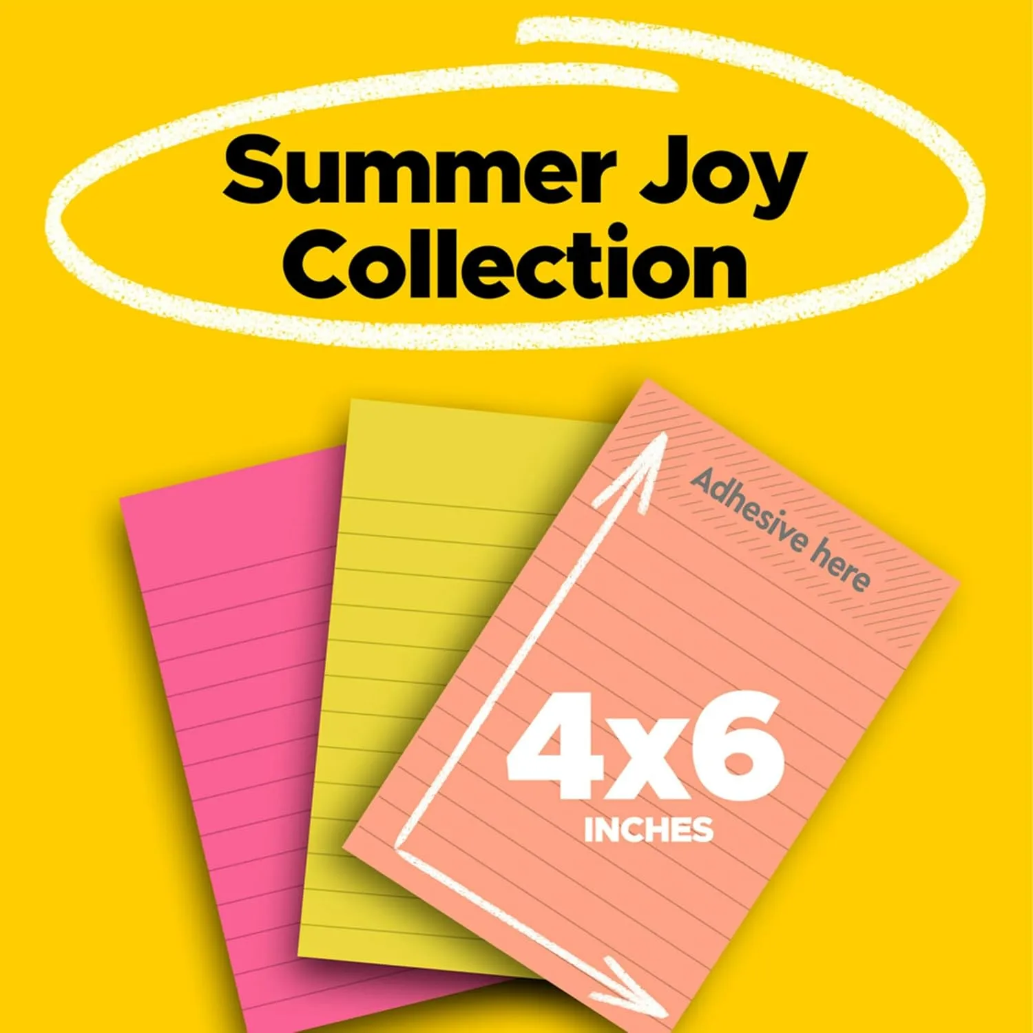 Post-it Super Sticky Lined Notes, 3-Pack, 4 x 6 in, Summer Joy Collection