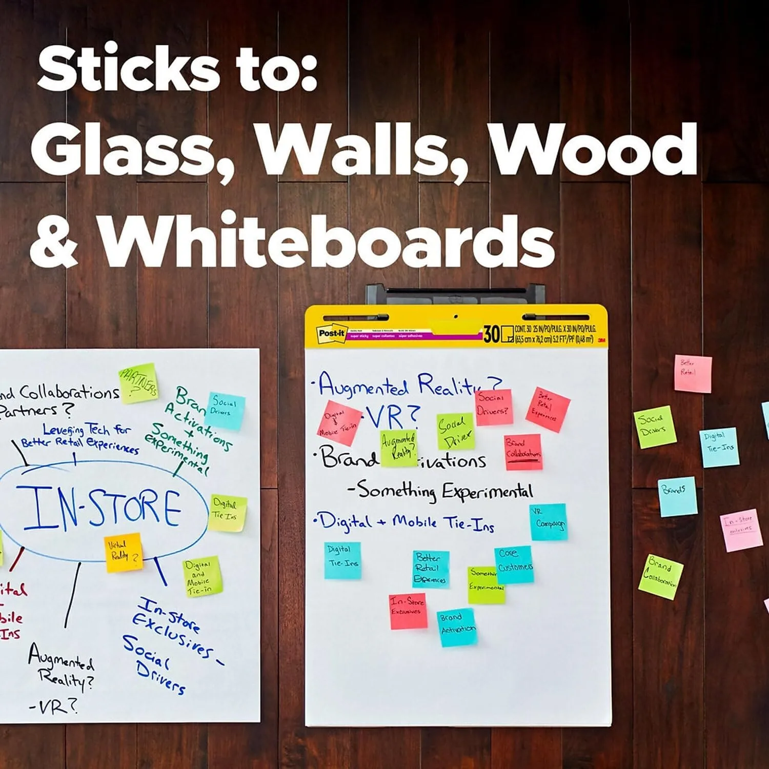 Post-it Super Sticky Easel Pads, 25in x 30in, 8 Pads, 30 Sheets/Pad, 30% Recycled, White