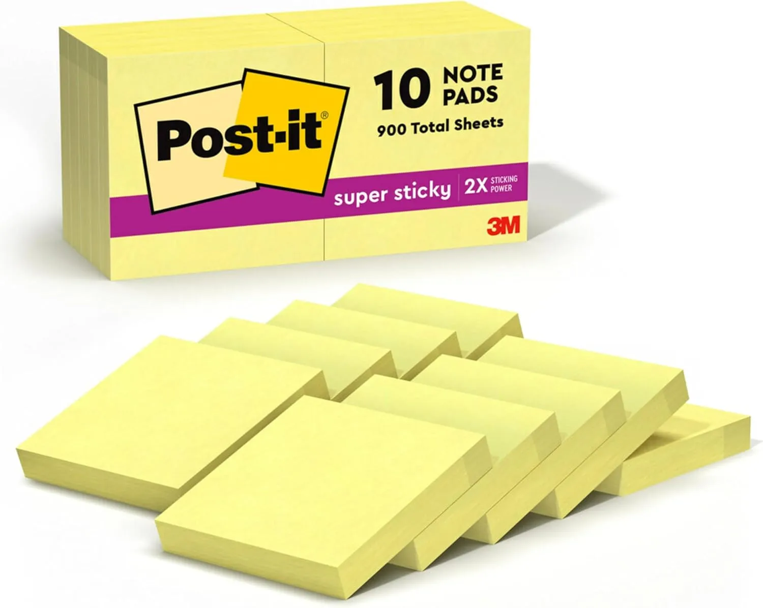 Post-it Super Sticky Notes, 10 Sticky Note Pads, 1.875 x 1.875 in., School Supplies, Office Products
