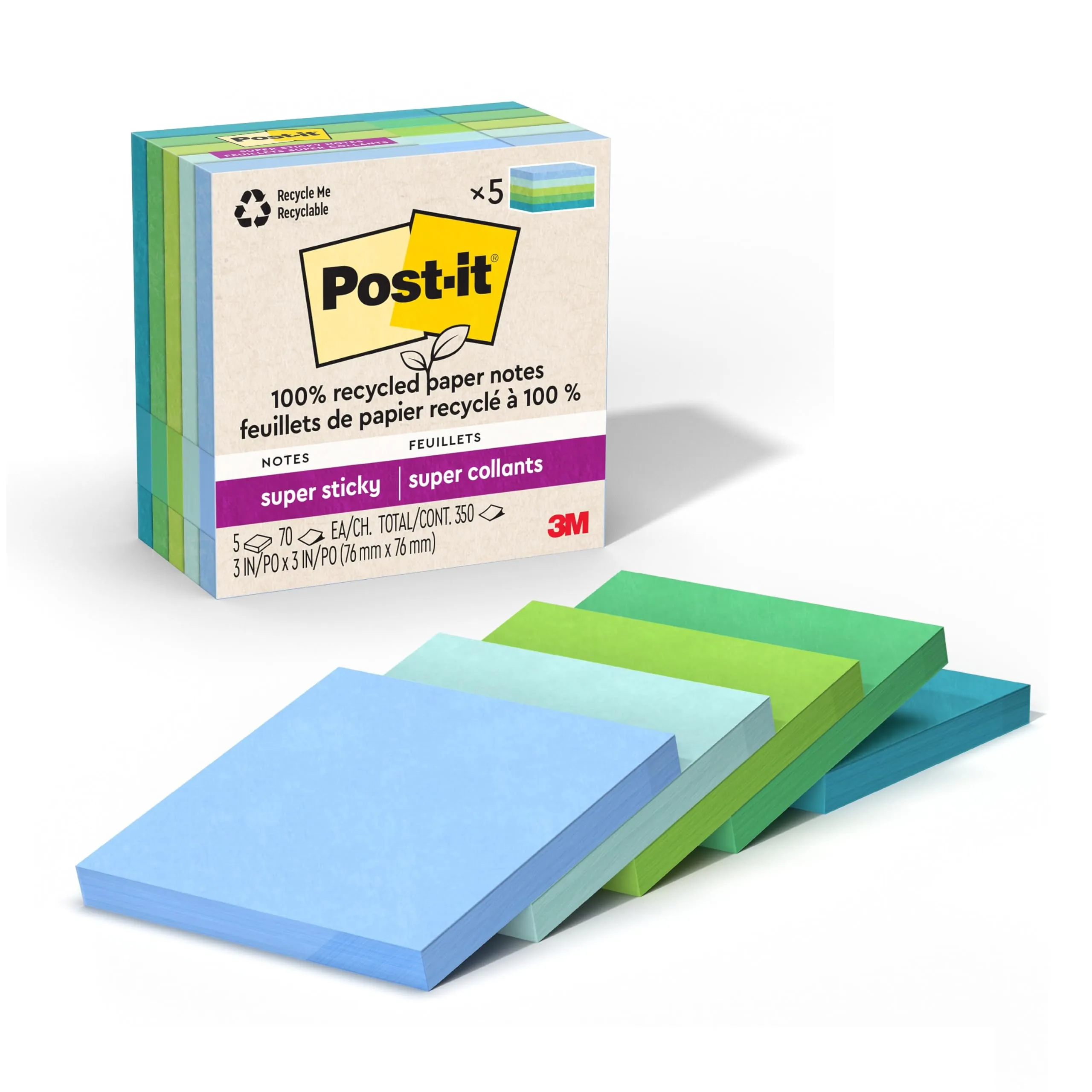 Post-it 100% Recycled Paper Super Sticky Notes