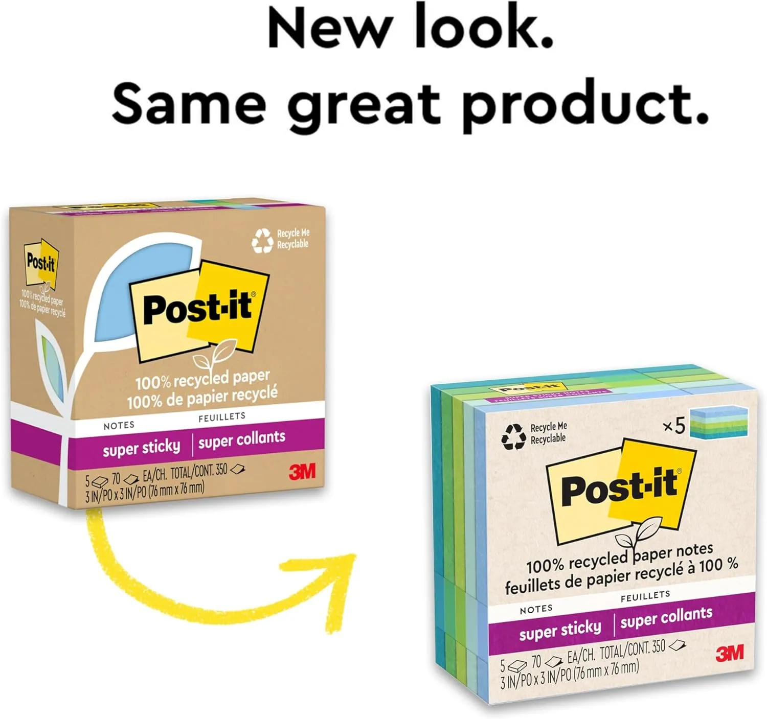 Post-it 100% Recycled Paper Super Sticky Notes