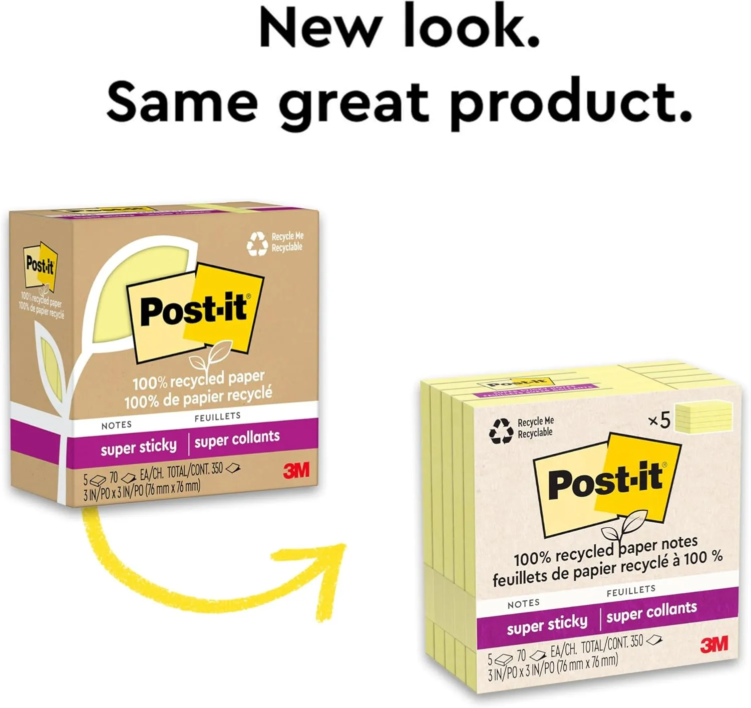 Post-it 100% Recycled Paper Super Sticky Notes