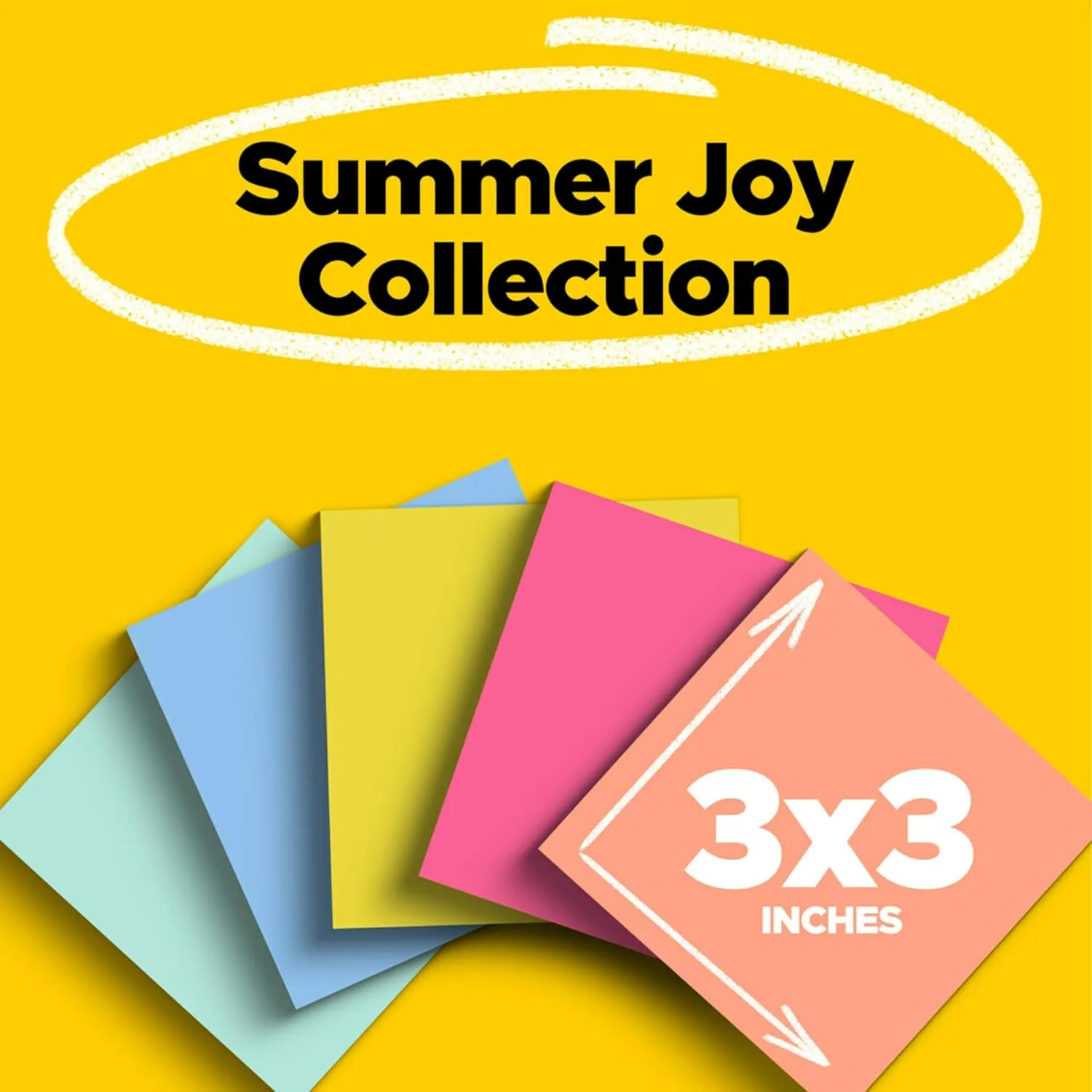 Post-it Super Sticky Notes, 3 x 3 in, 5 Pads - Summer Joy Collection