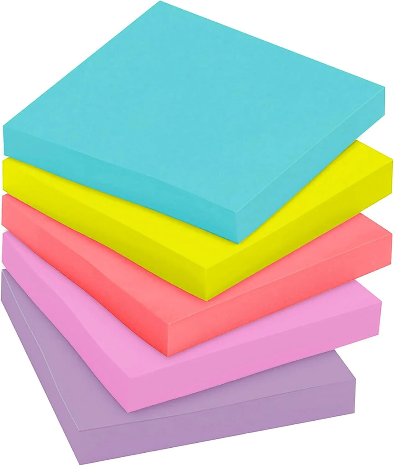 Post-it Super Sticky Notes, 3x3 in, 12 Pads, 2X The Sticking Power, Supernova Neons, Bright Colors, Recyclable (654-12SSMIA)