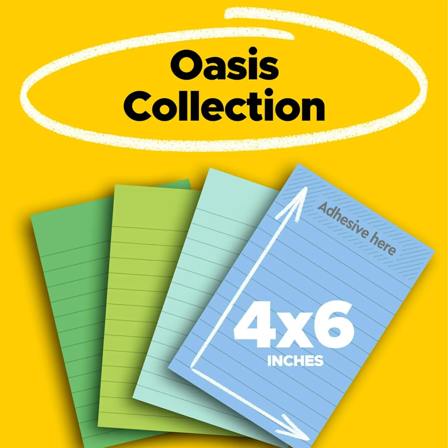 Post-it 100% Recycled Paper Super Sticky Notes, Lined, 4 in. x 6 in., 4 Pads, 45 Sheets per Pad