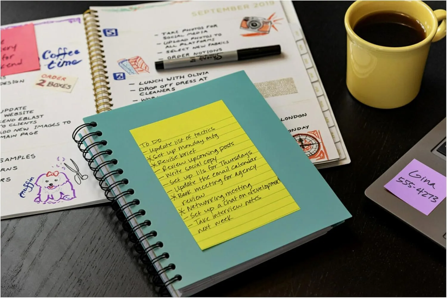 Post-it 100% Recycled Paper Super Sticky Notes, Lined, 4 in. x 6 in., 4 Pads, 45 Sheets per Pad